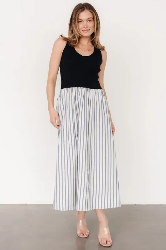 Marbella Tank Dress | Navy Stripe sold by Baltic Born
