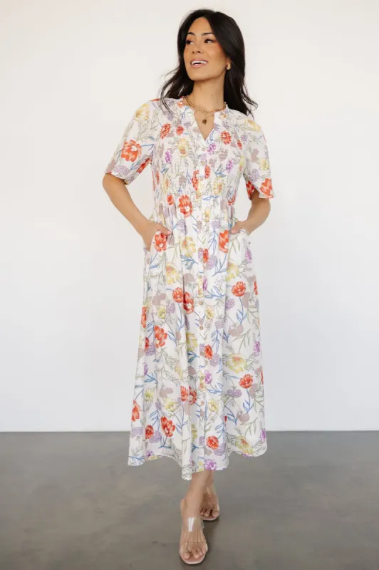 Botega Midi Dress | Ivory Multi Floral sold by Baltic Born
