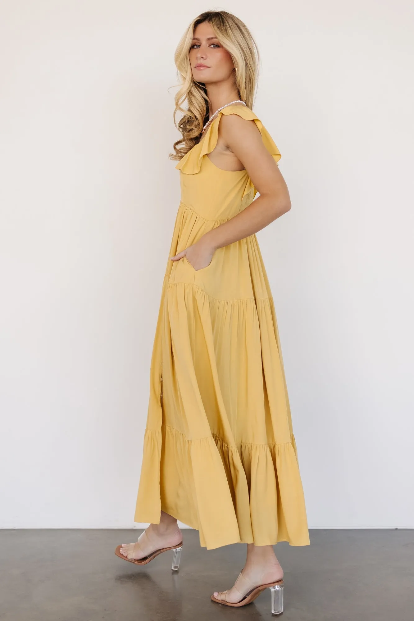 Ellie Ruffle Top Dress | Golden Yellow sold by Baltic Born product image thumbnail 5