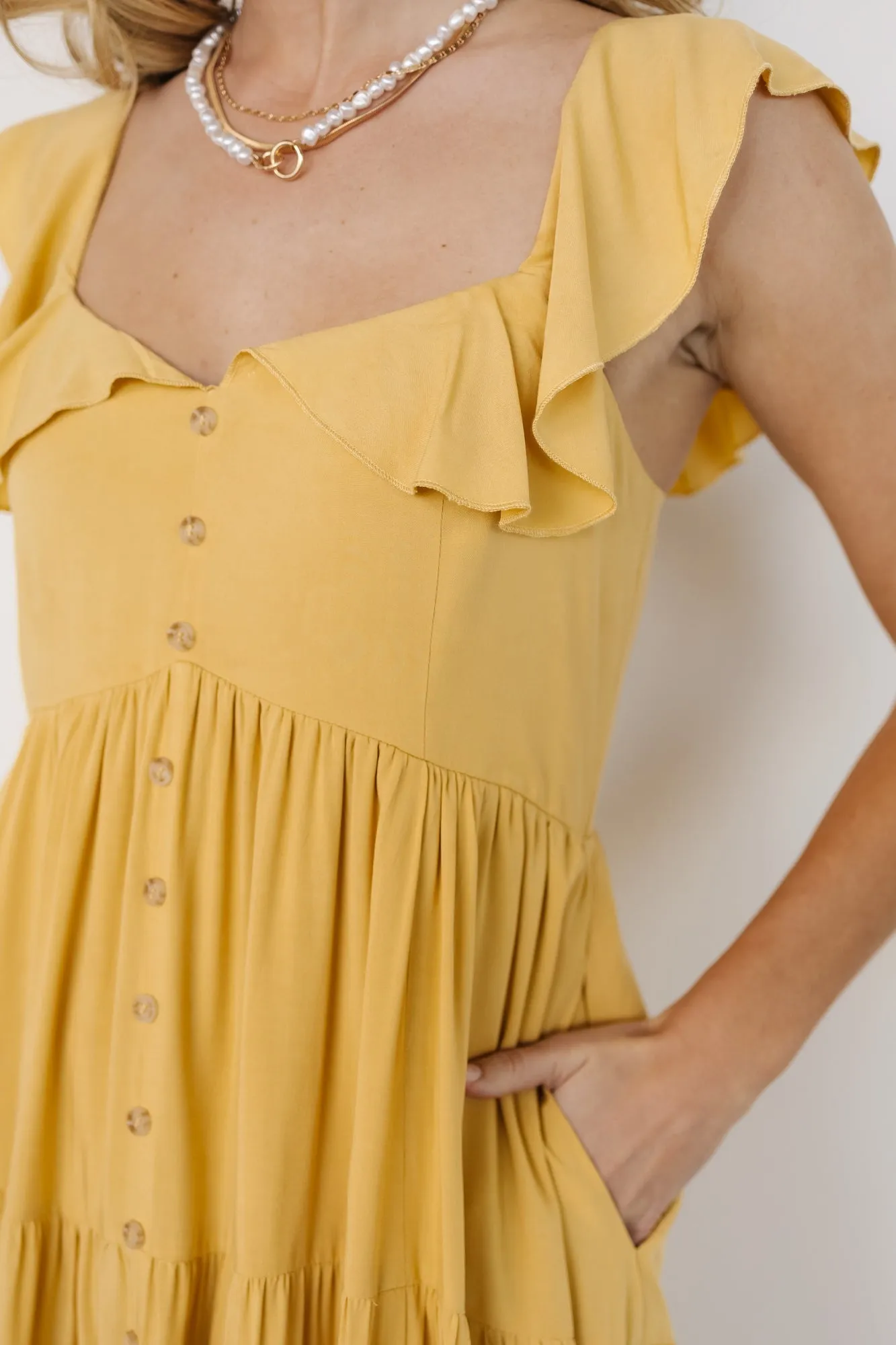 Ellie Ruffle Top Dress | Golden Yellow sold by Baltic Born product image thumbnail 2
