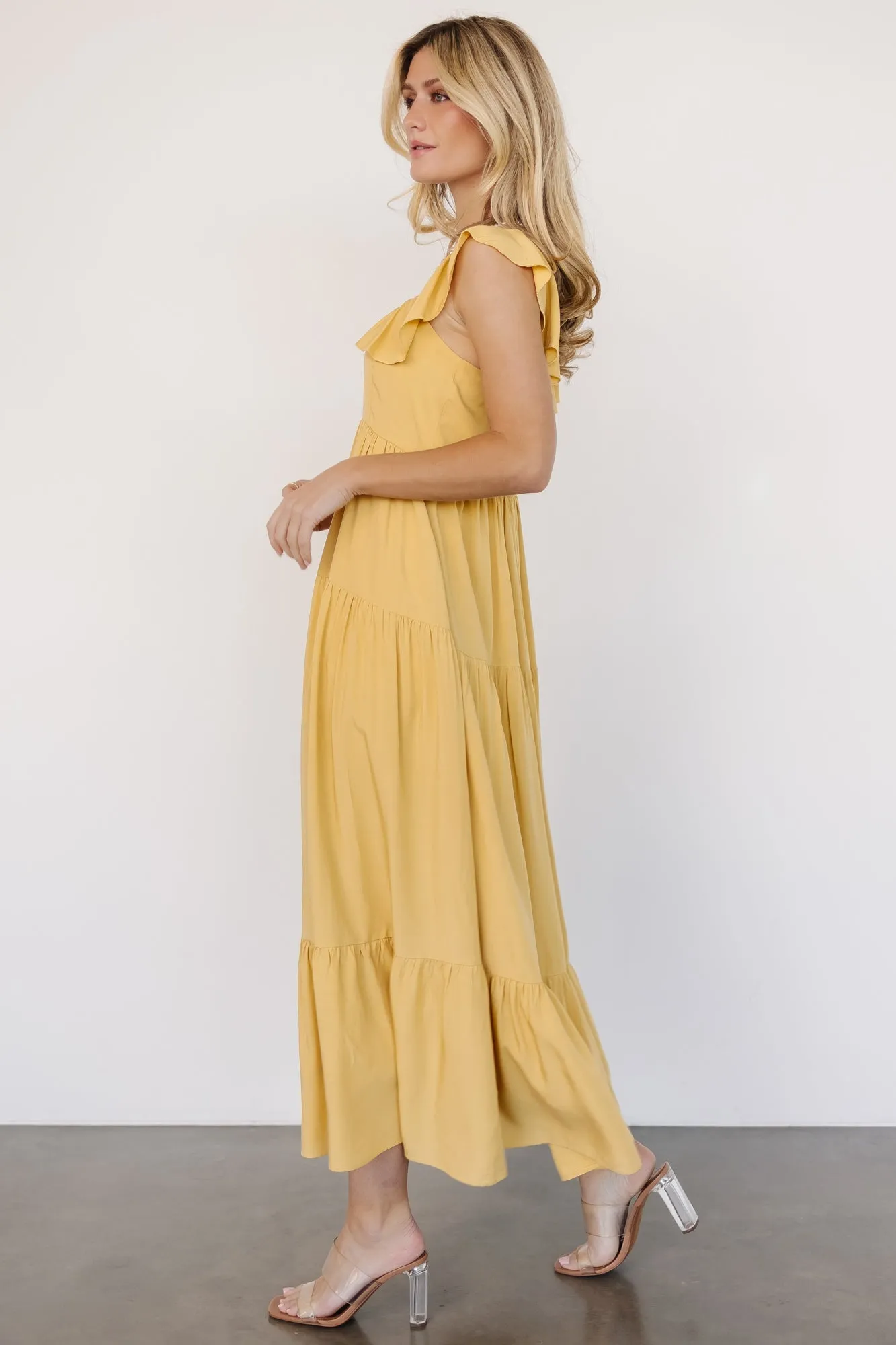 Ellie Ruffle Top Dress | Golden Yellow sold by Baltic Born product image thumbnail 3