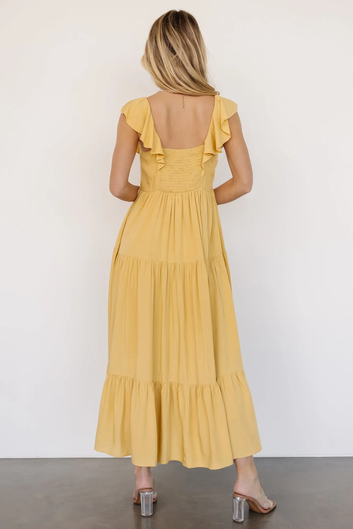 Ellie Ruffle Top Dress | Golden Yellow sold by Baltic Born product image thumbnail 4