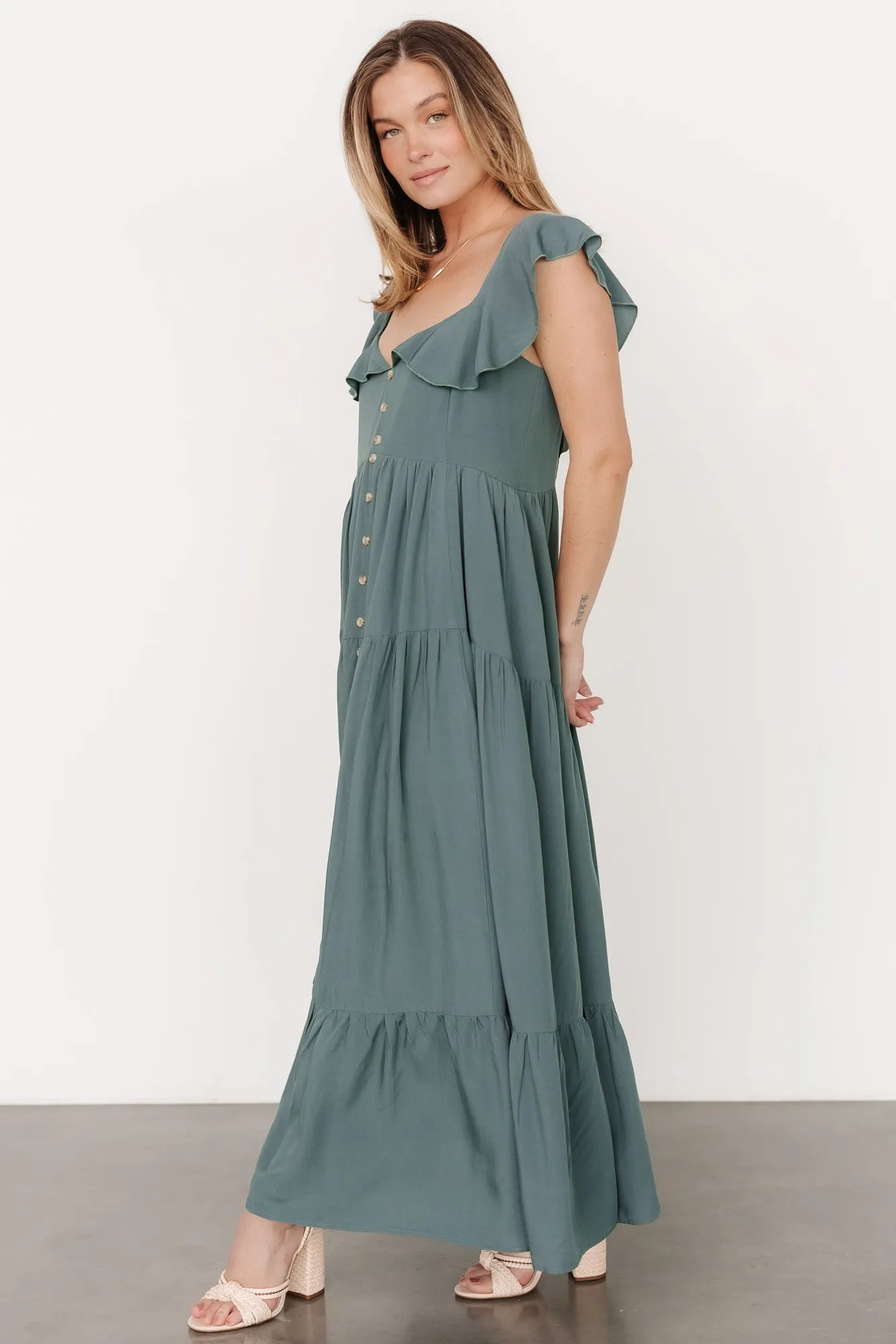 Ellie Ruffle Top Dress | Deep Teal sold by Baltic Born product image thumbnail 3