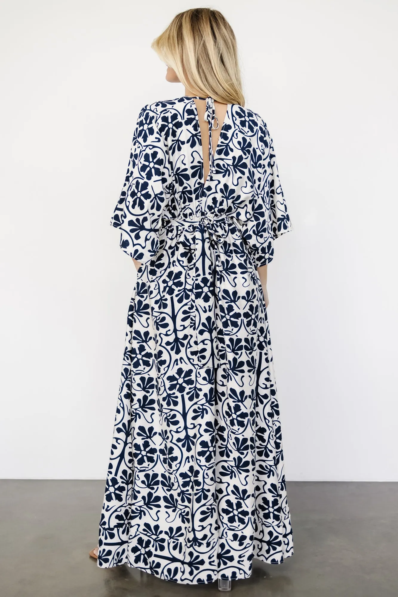 Juna Kimono Maxi Dress | Navy Print sold by Baltic Born product image thumbnail 4