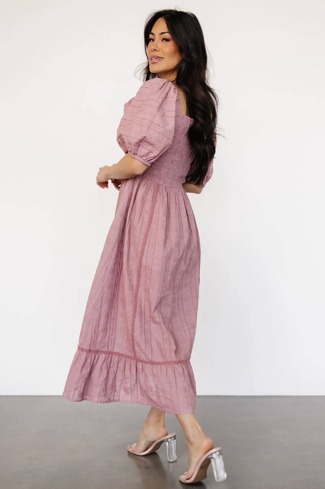 Delaney Eyelet Dress | Dusty Mauve sold by Baltic Born product image thumbnail 3