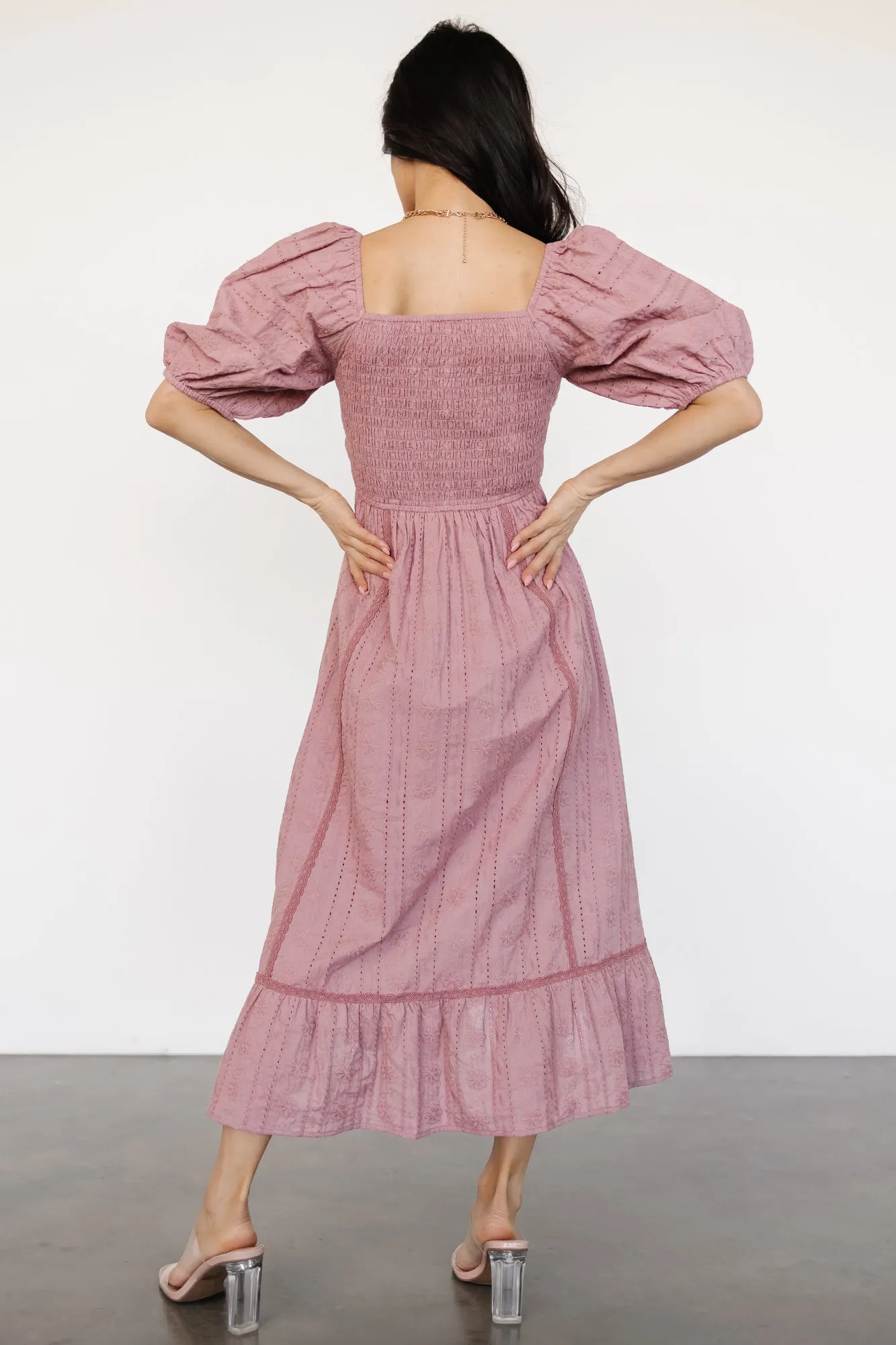 Delaney Eyelet Dress | Dusty Mauve sold by Baltic Born product image thumbnail 4