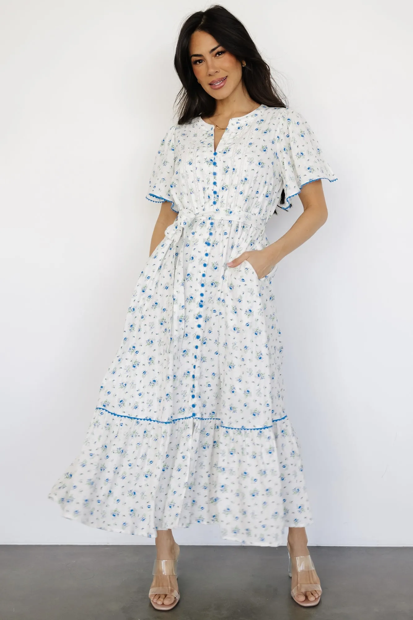 Janie Midi Dress | Ivory Multi Floral sold by Baltic Born product image thumbnail 5