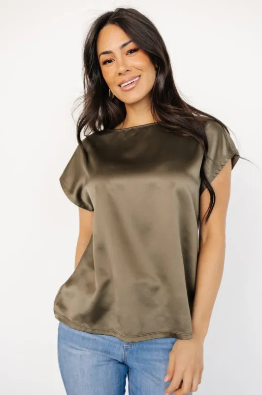 Leonie Satin Top | Olive sold by Baltic Born