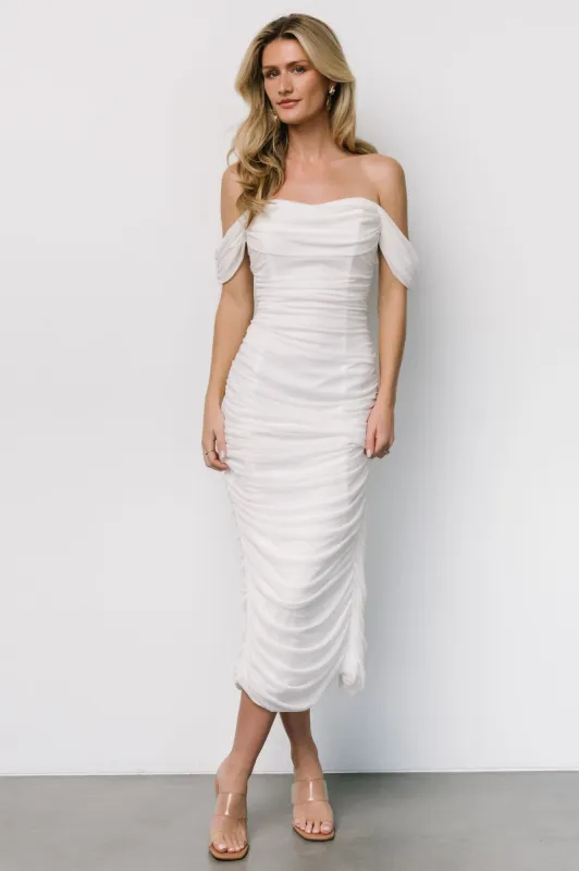 Alessandra Mesh Midi Dress | Off White sold by Baltic Born