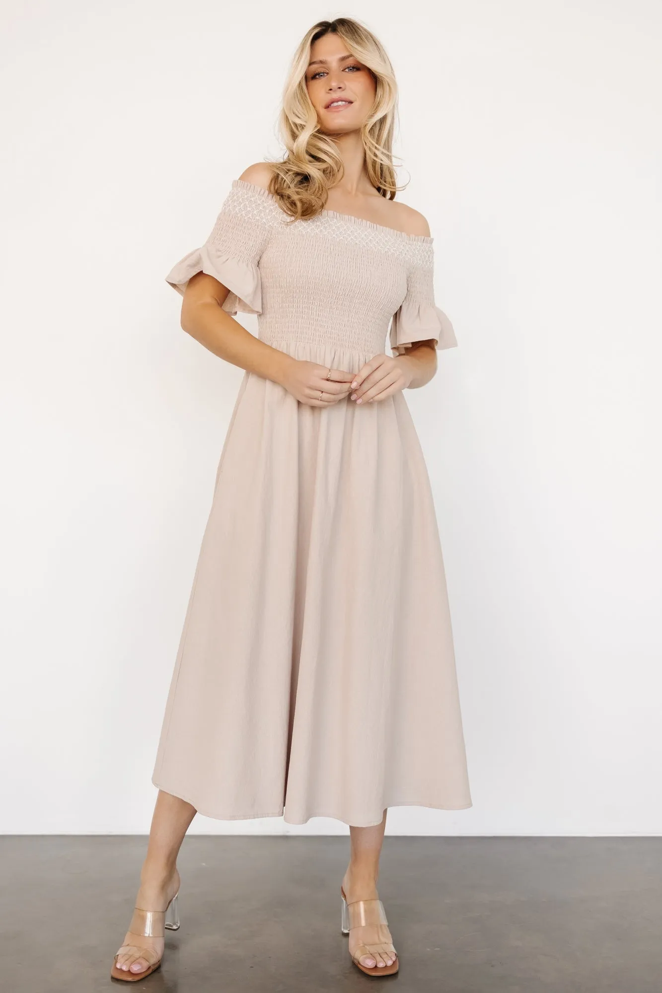 Jodi Off Shoulder Dress | Natural sold by Baltic Born product image thumbnail 5