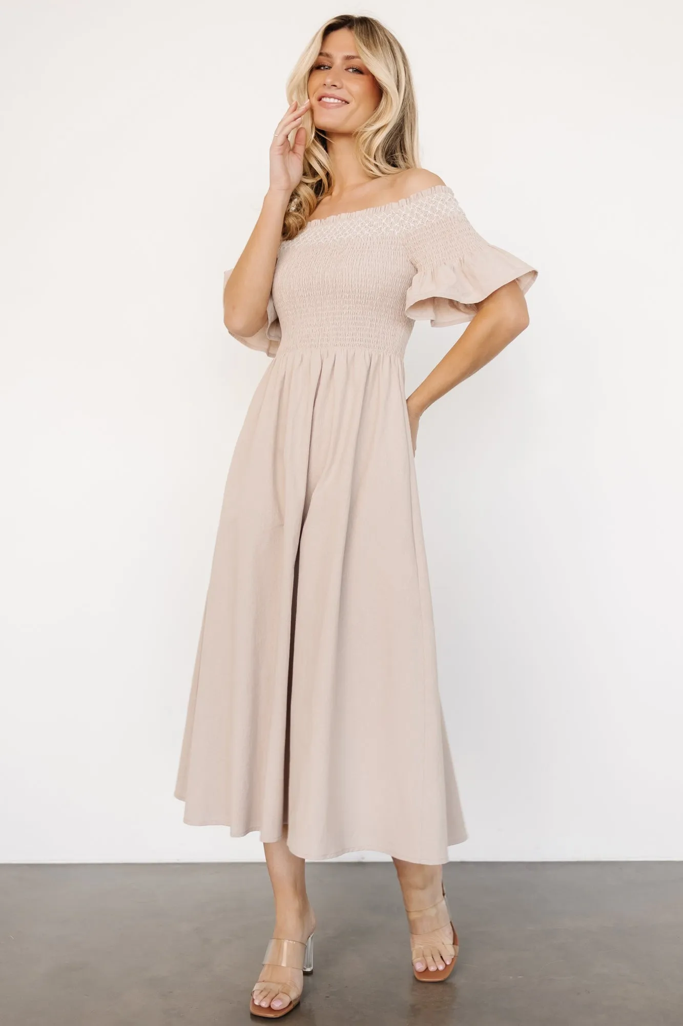 Jodi Off Shoulder Dress | Natural sold by Baltic Born product image thumbnail 3