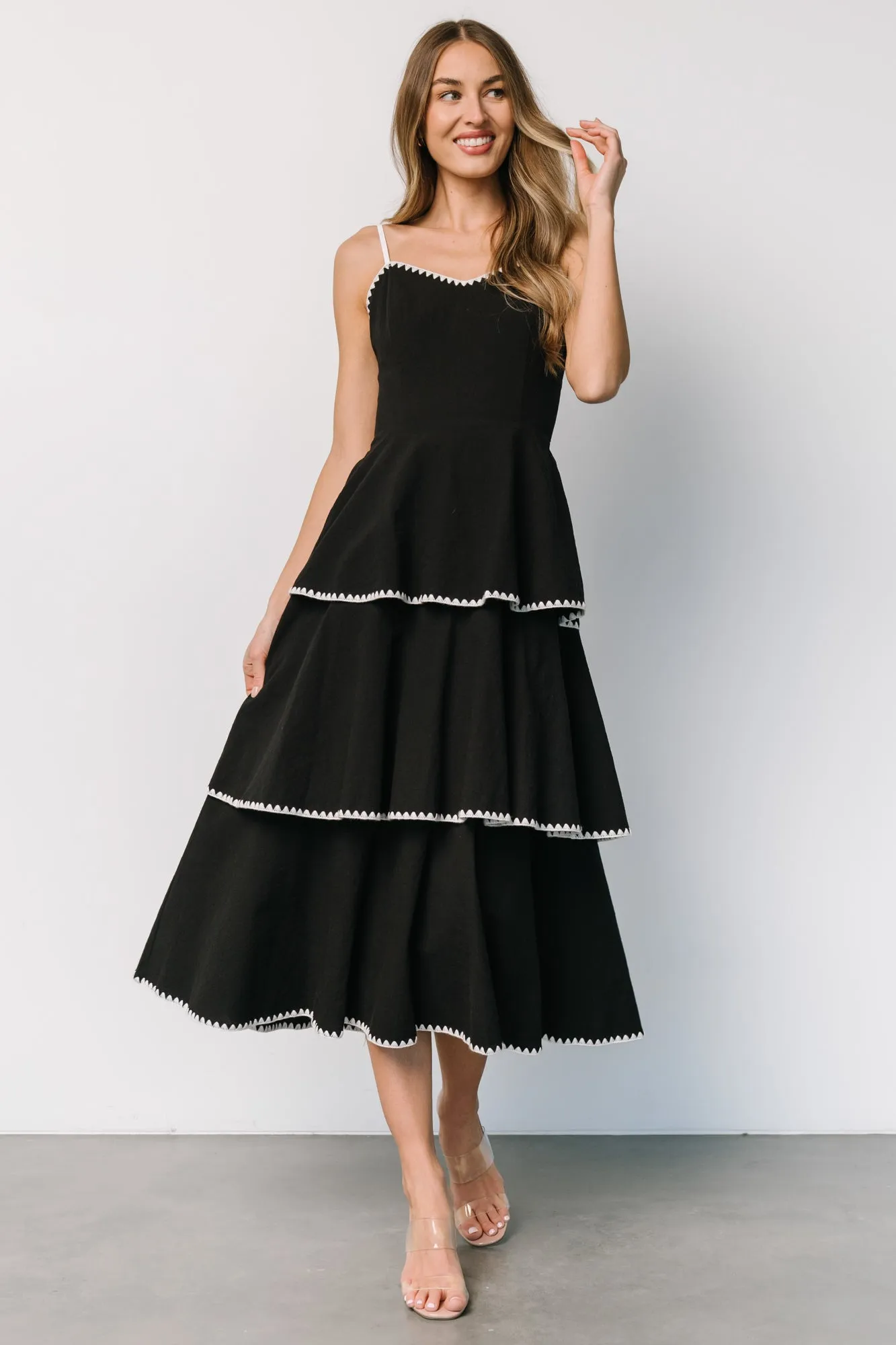 Odette Tiered Dress | Black + White sold by Baltic Born product image thumbnail 5