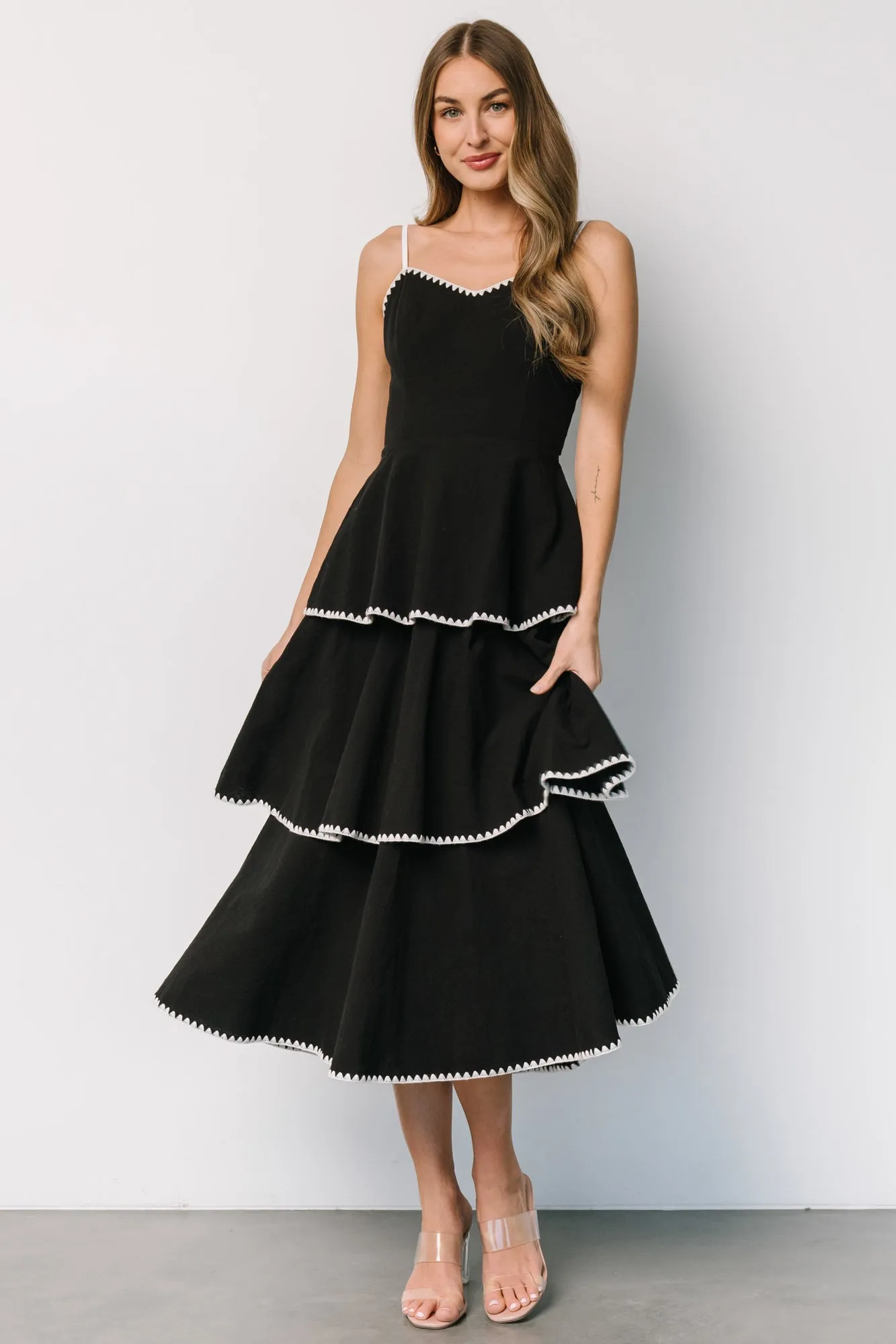 Odette Tiered Dress | Black + White sold by Baltic Born