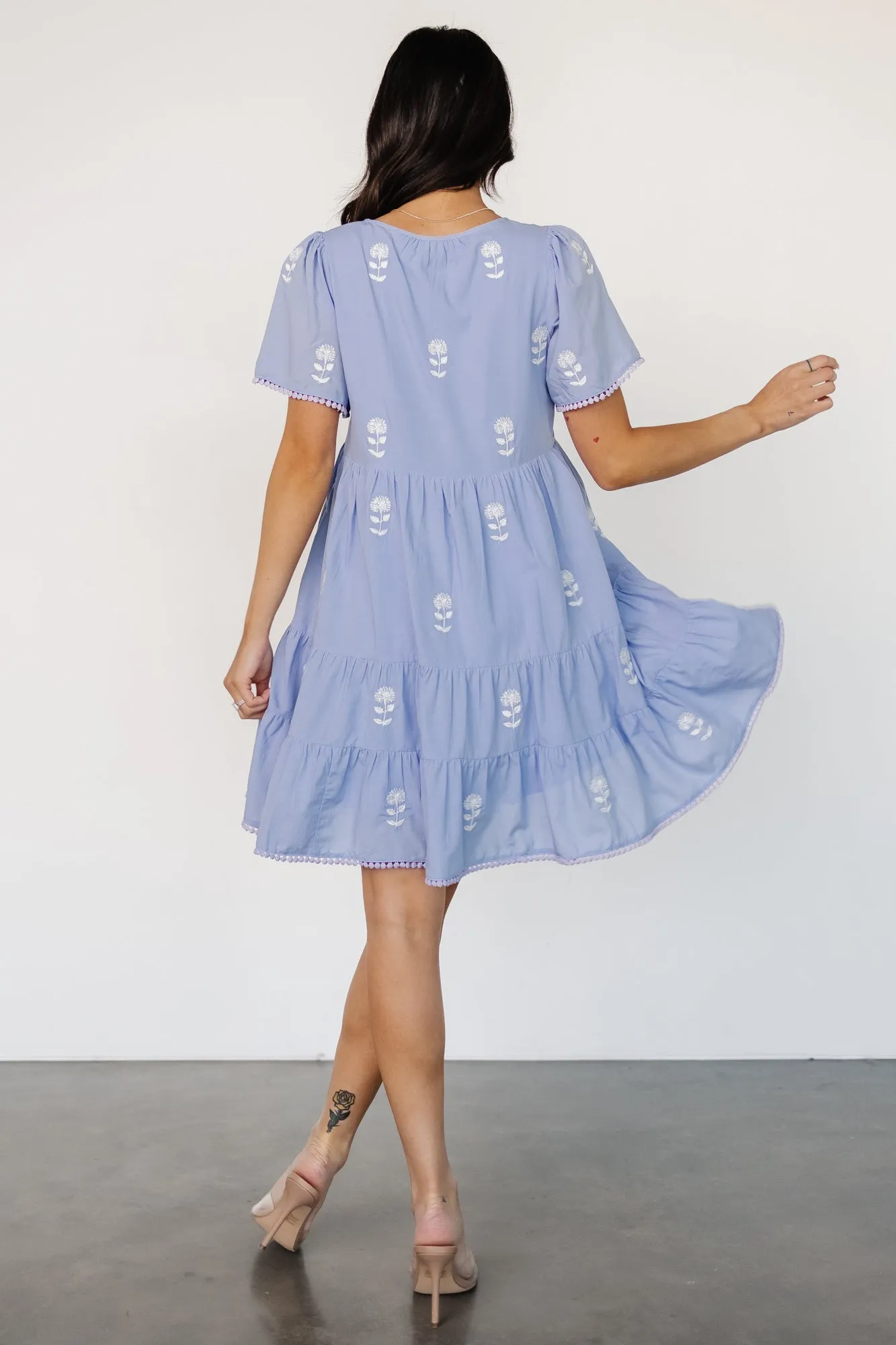 Keegan Short Dress | Blue + Ivory Floral sold by Baltic Born product image thumbnail 4