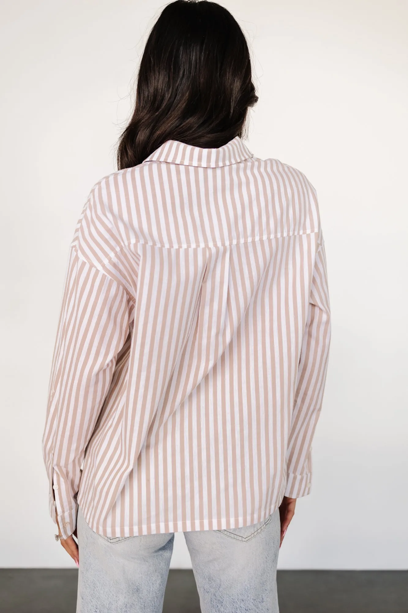 Shasta Button Up Top | Beige Stripe sold by Baltic Born product image thumbnail 4