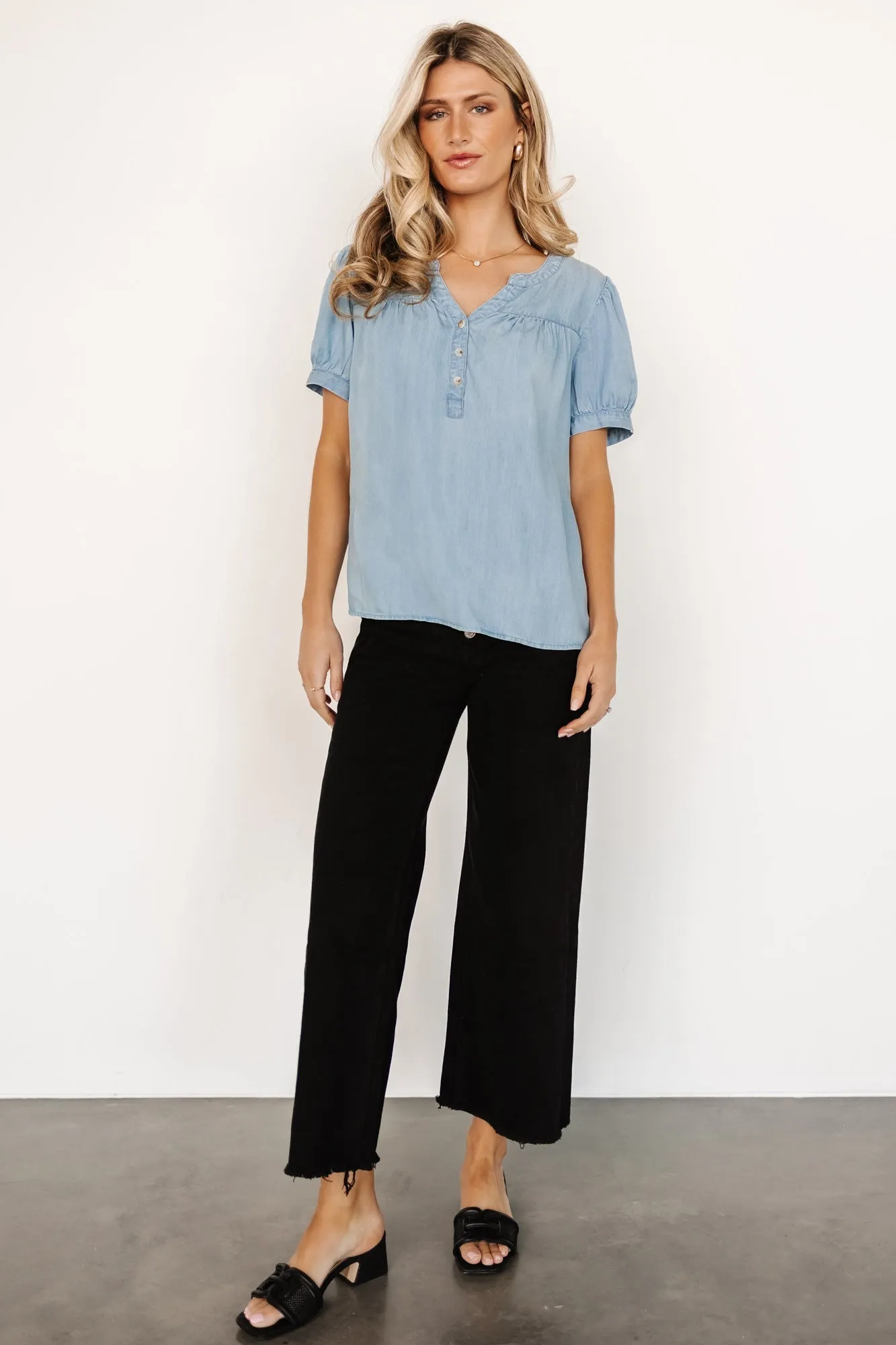 Dori Button Top | Washed Blue sold by Baltic Born product image thumbnail 5