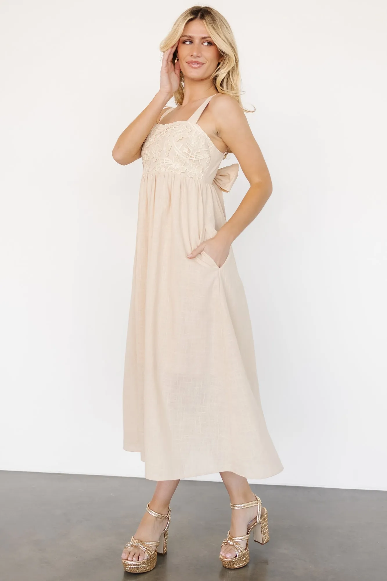 Mia Tie Back Dress | Natural sold by Baltic Born product image thumbnail 3