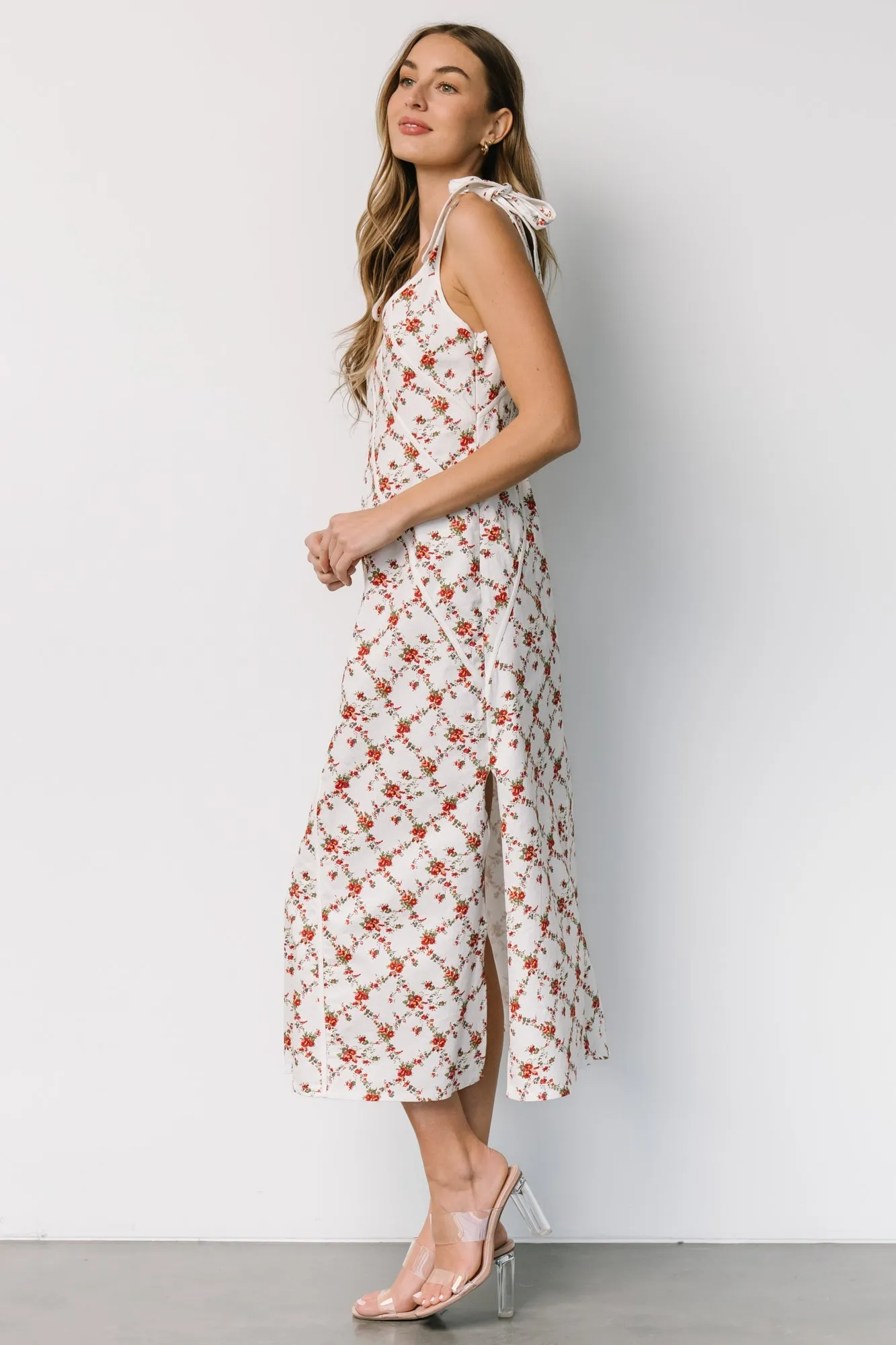 Isla Tank Dress | Off White + Red Floral sold by Baltic Born product image thumbnail 3