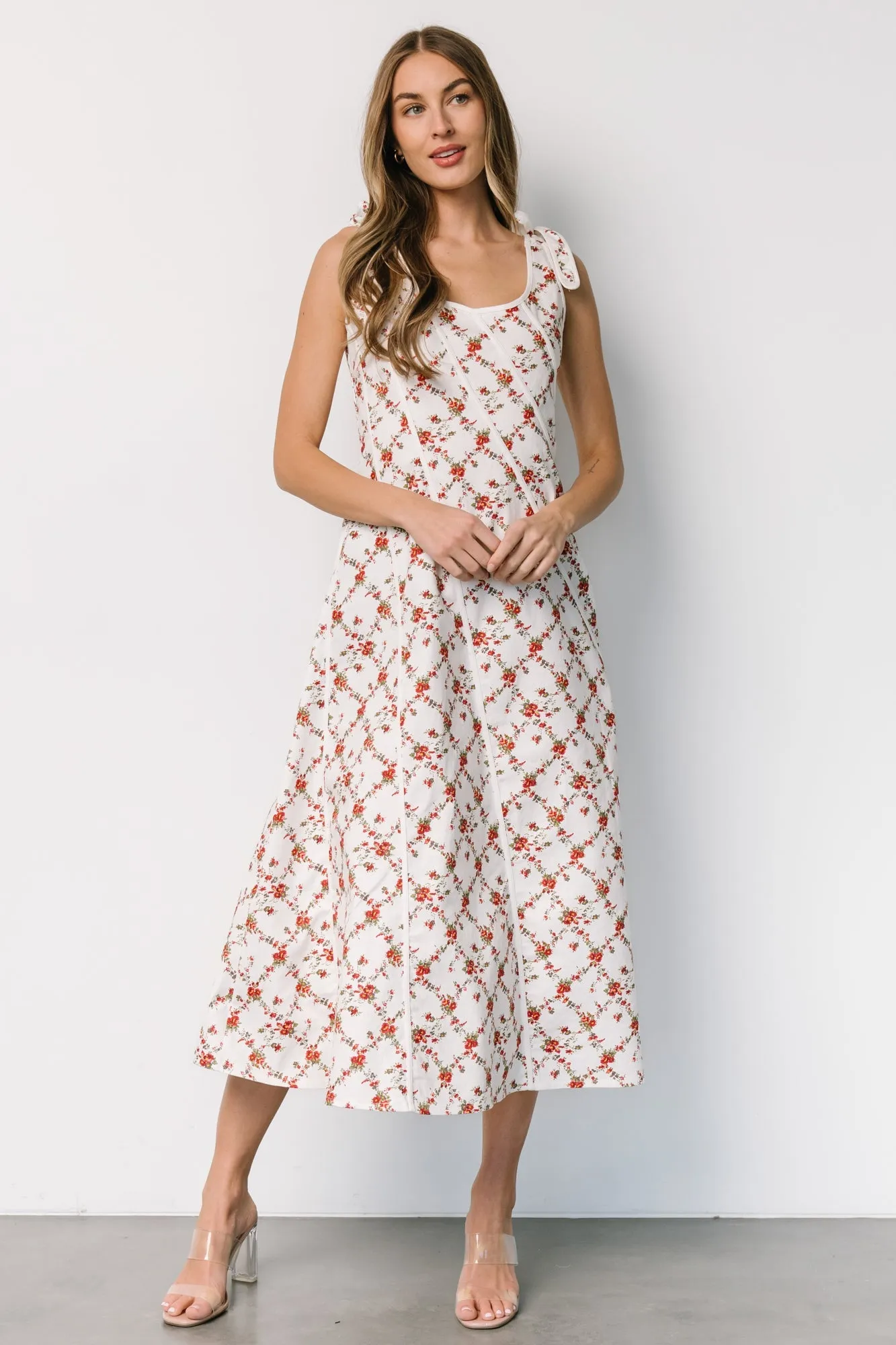 Isla Tank Dress | Off White + Red Floral sold by Baltic Born