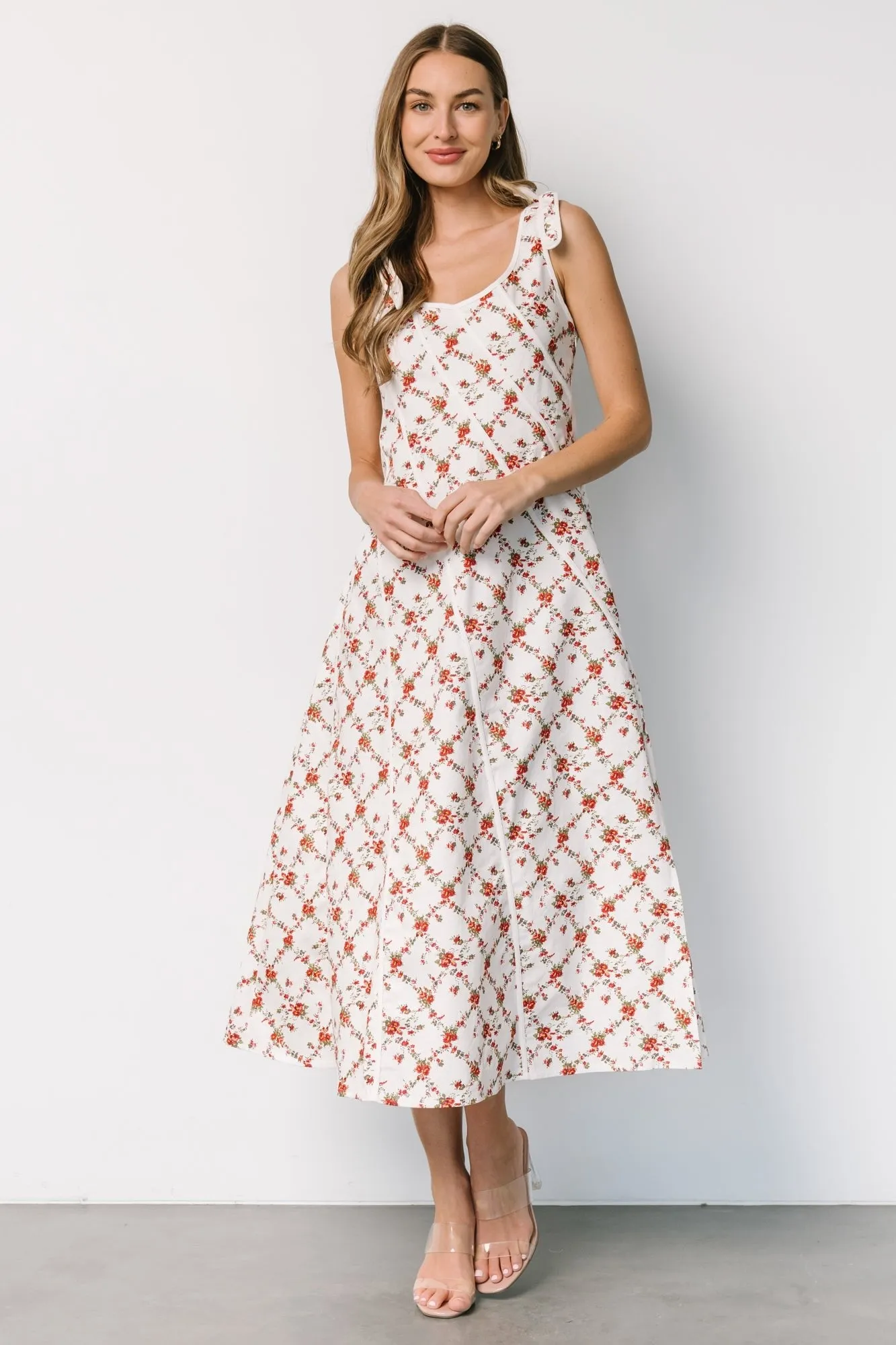 Isla Tank Dress | Off White + Red Floral sold by Baltic Born product image thumbnail 5