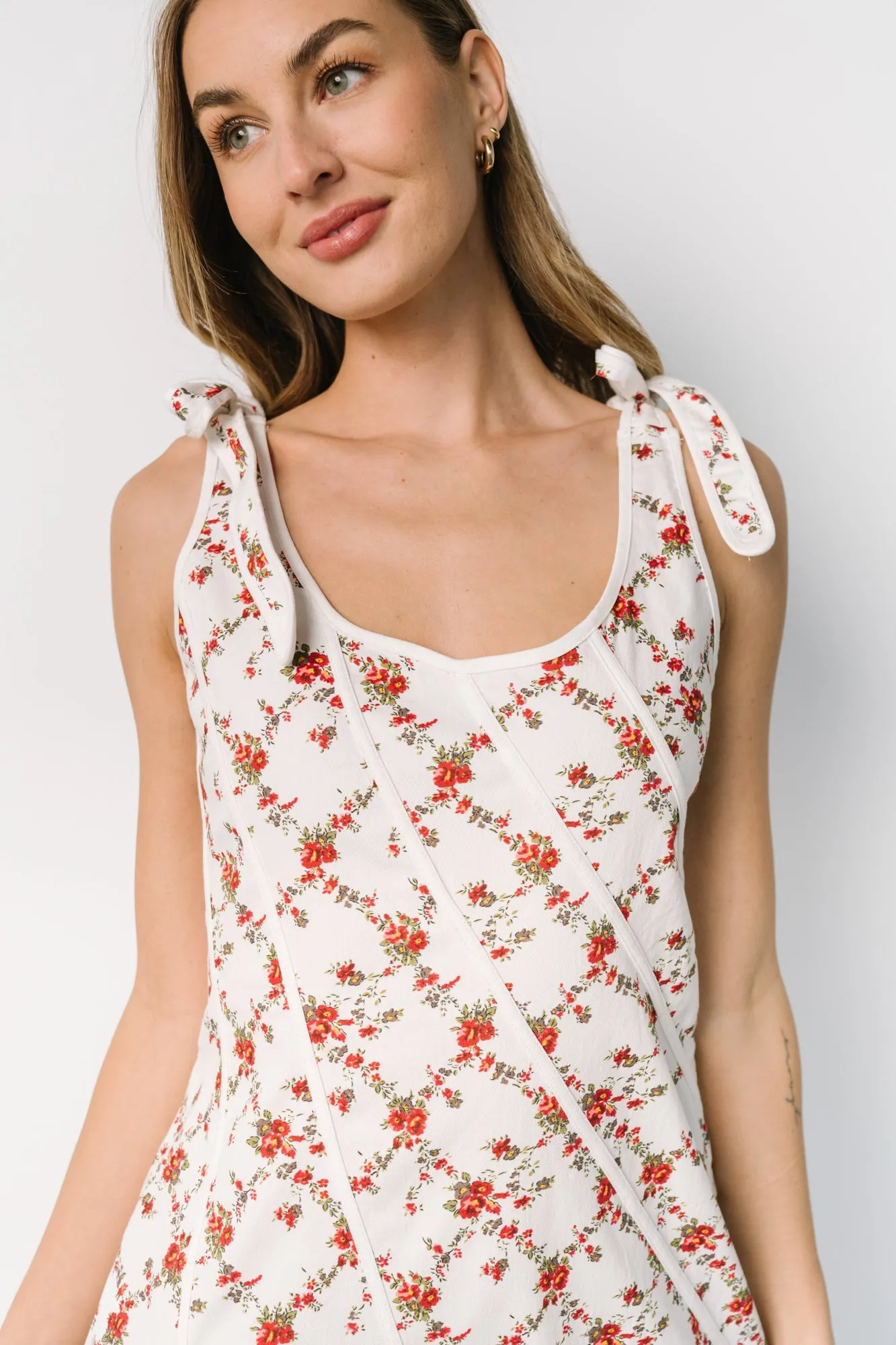 Isla Tank Dress | Off White + Red Floral sold by Baltic Born product image thumbnail 2