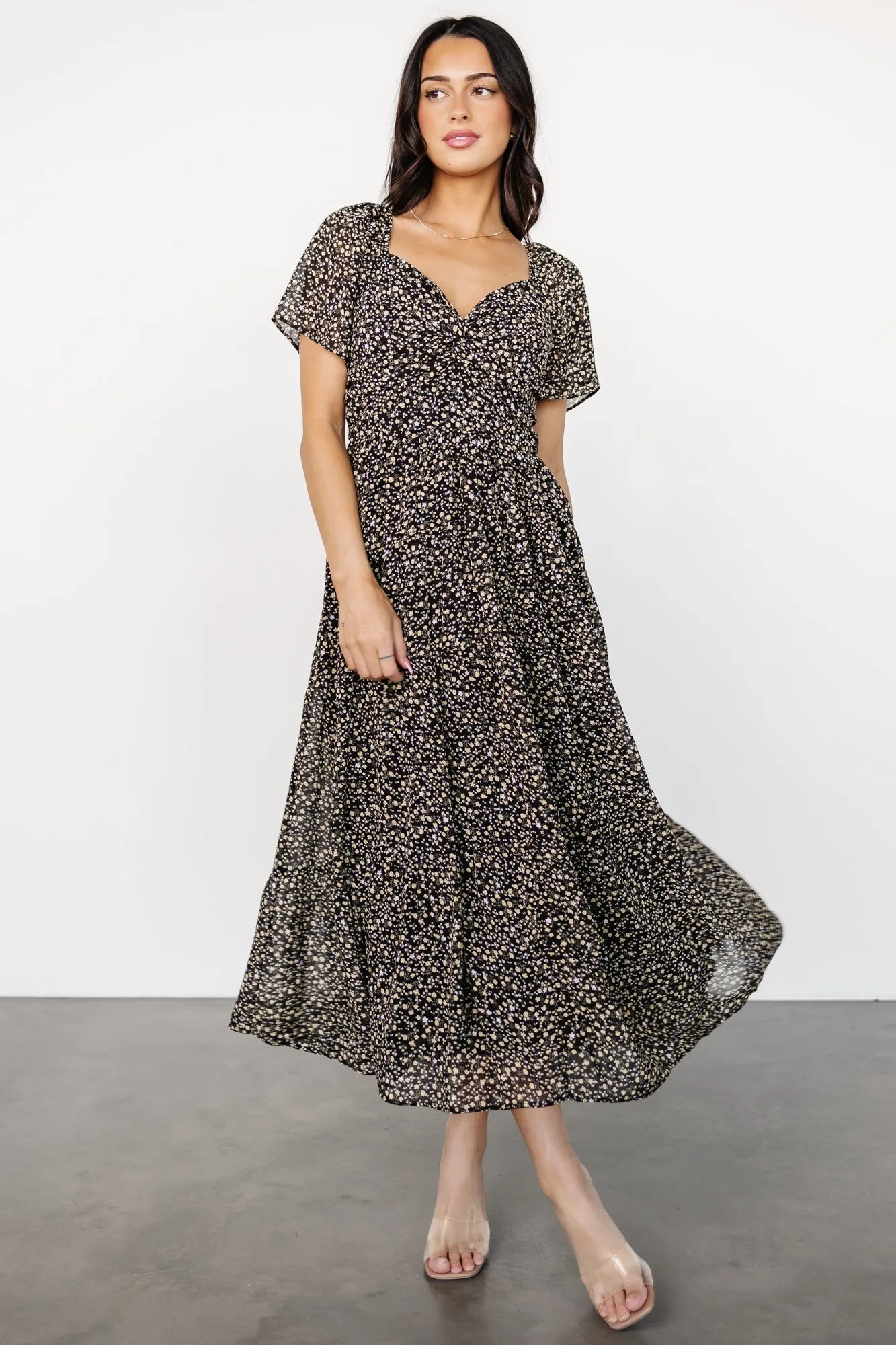 Emiliana Dress | Black + Gold Floral sold by Baltic Born product image thumbnail 5