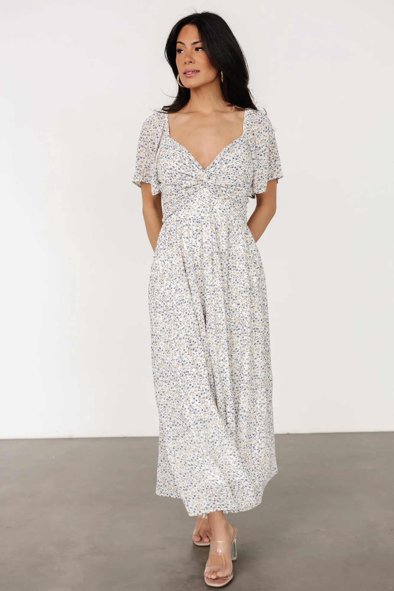 Emiliana Dress | Ivory + Blue Floral sold by Baltic Born product image thumbnail 5