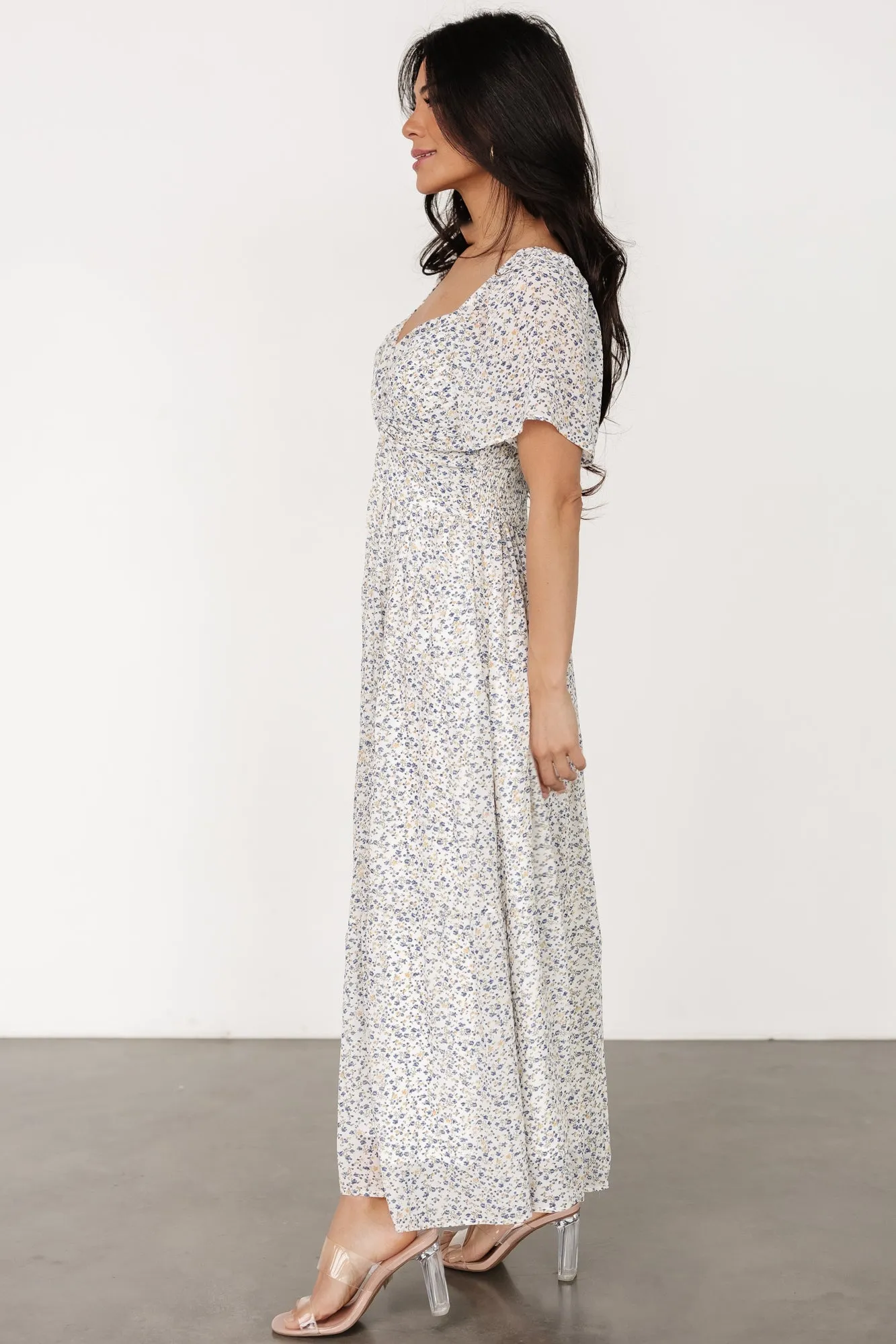 Emiliana Dress | Ivory + Blue Floral sold by Baltic Born product image thumbnail 3