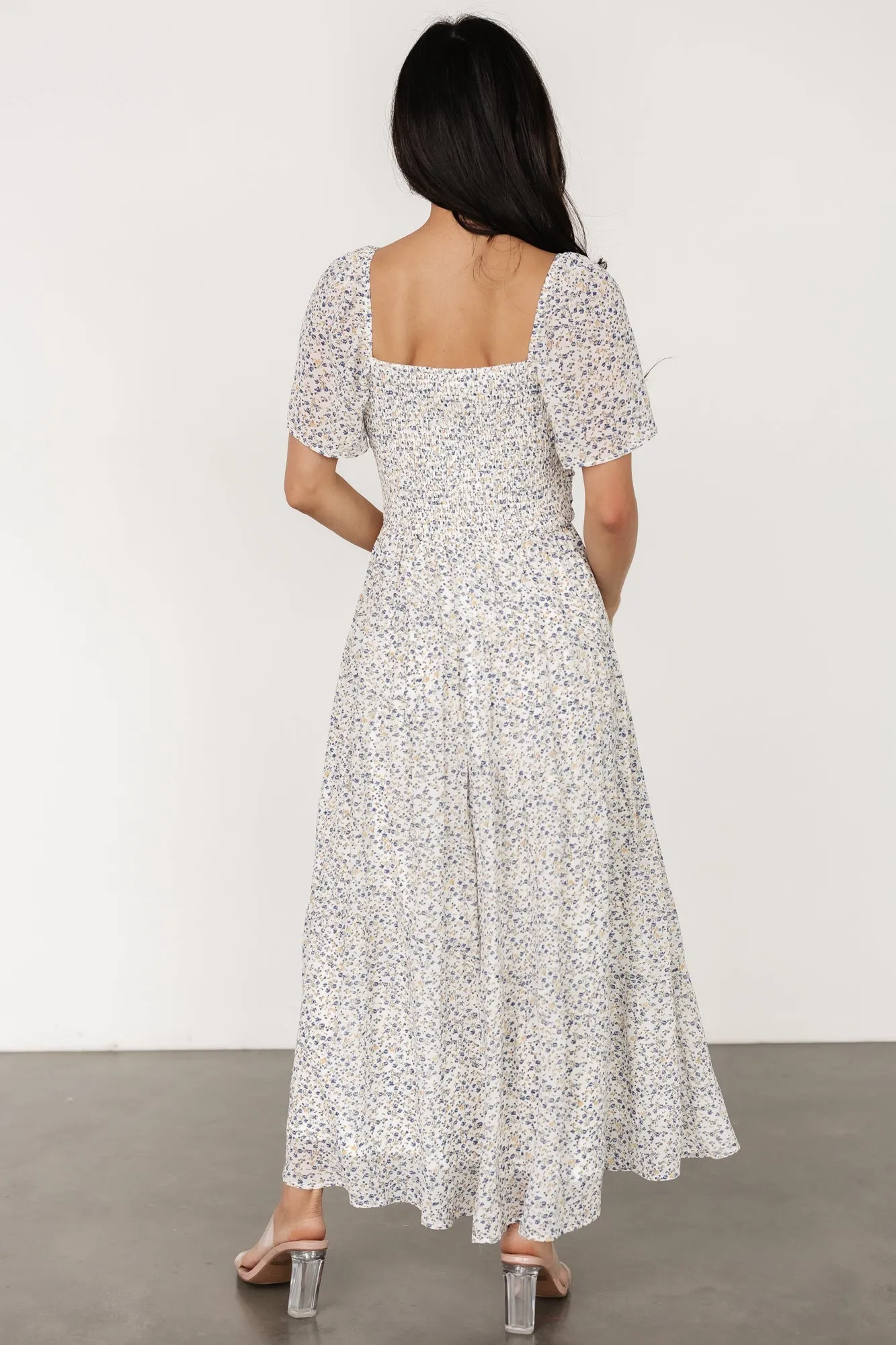 Emiliana Dress | Ivory + Blue Floral sold by Baltic Born product image thumbnail 4