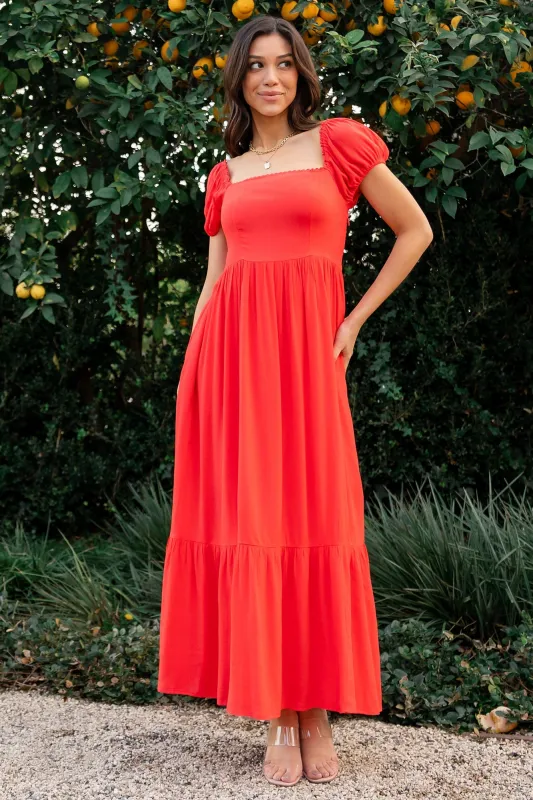 Ilona Maxi Dress | Cherry Red sold by Baltic Born