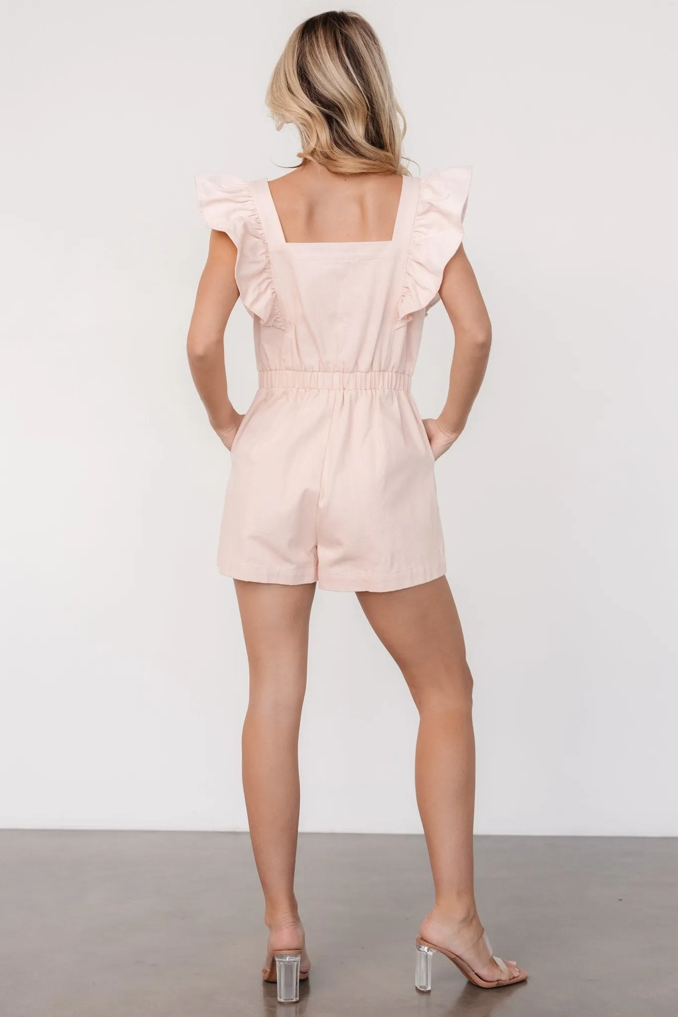 Montgomery Denim Romper | Pale Pink sold by Baltic Born product image thumbnail 4