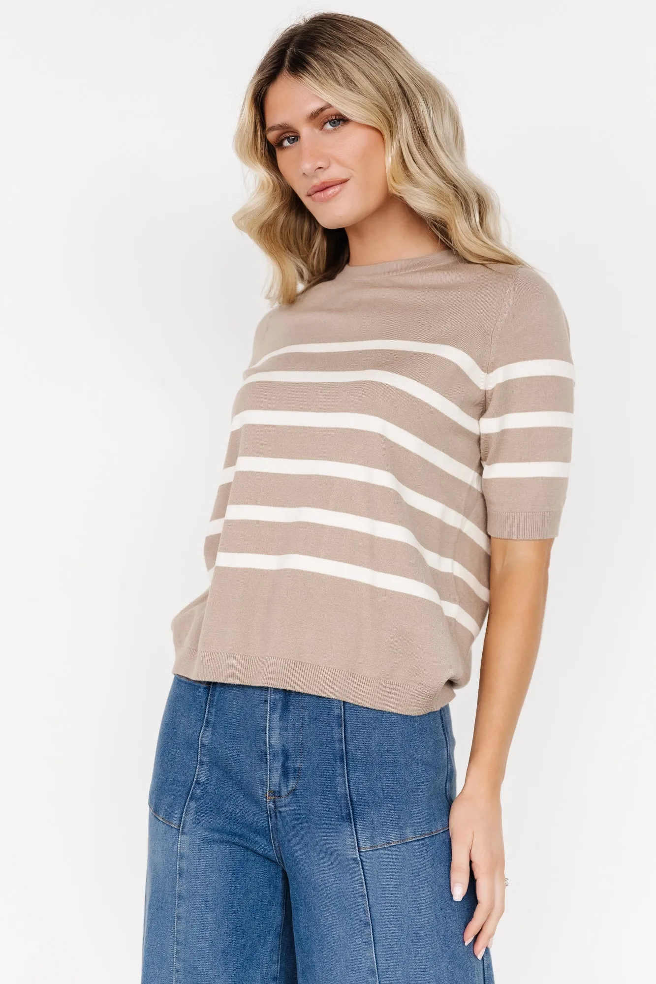 Huntington Striped Top | Stone + Cream sold by Baltic Born product image thumbnail 4