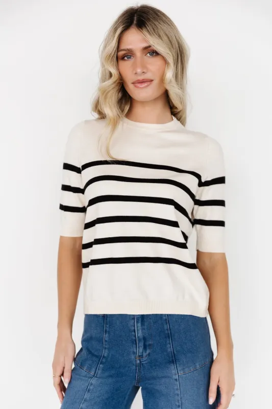 Huntington Striped Top | Cream + Black sold by Baltic Born