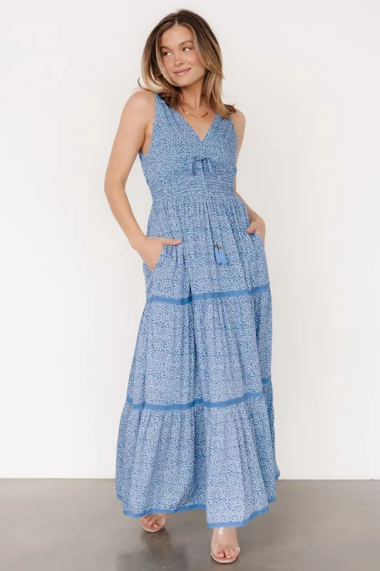 Lauren Maxi Dress | Blue Floral sold by Baltic Born