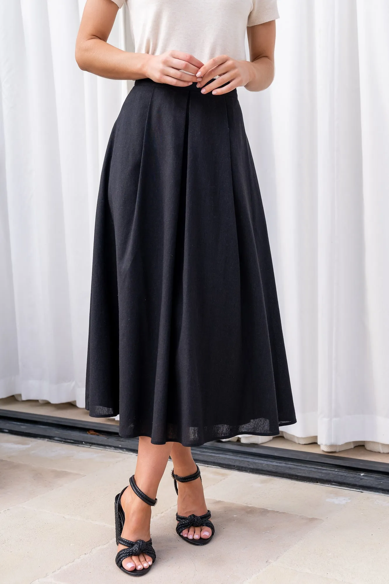 Katie Pleated Midi Skirt | Black sold by Baltic Born product image thumbnail 3