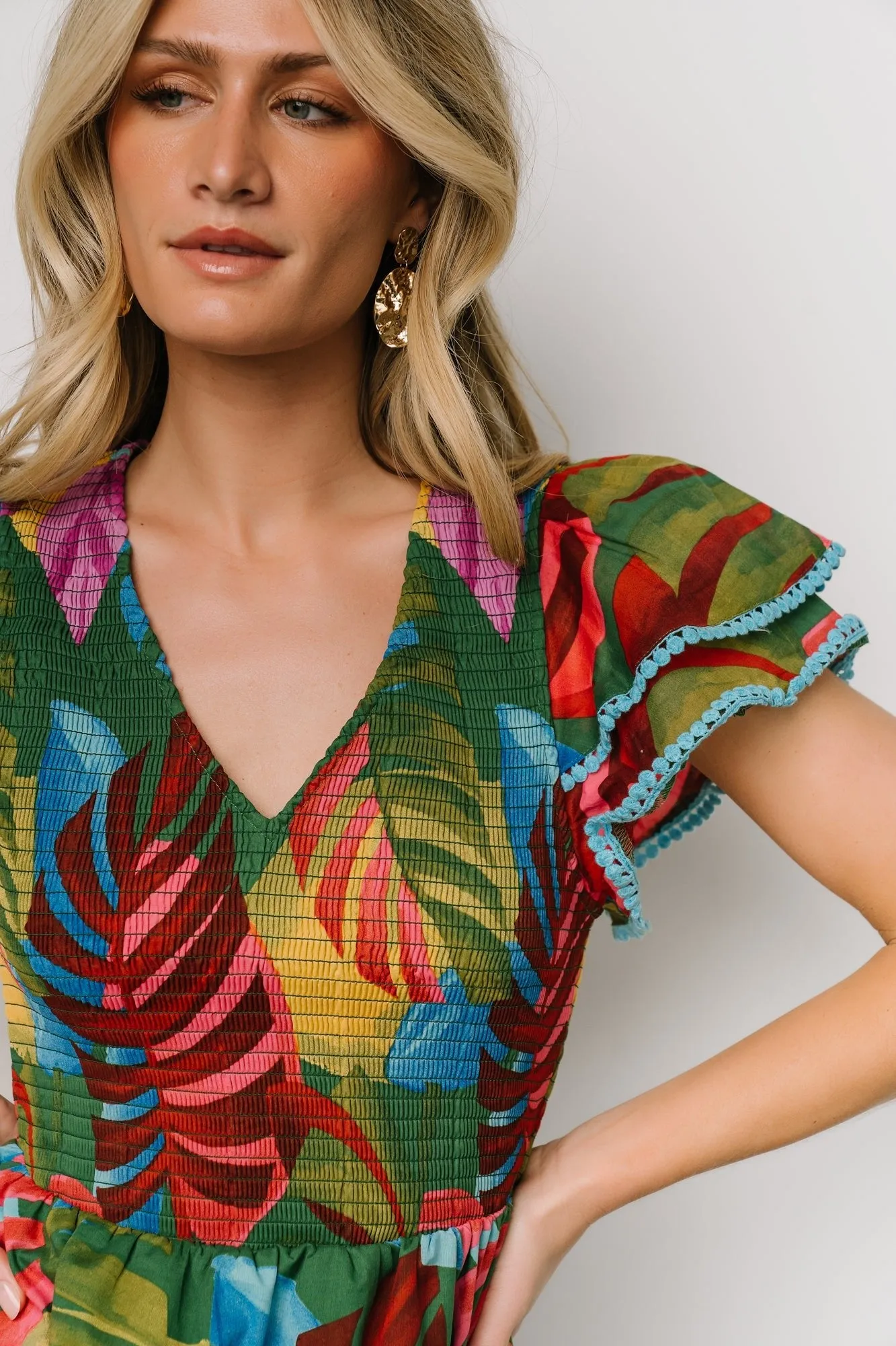 Marielle Smocked Midi Dress | Multi Print sold by Baltic Born product image thumbnail 2