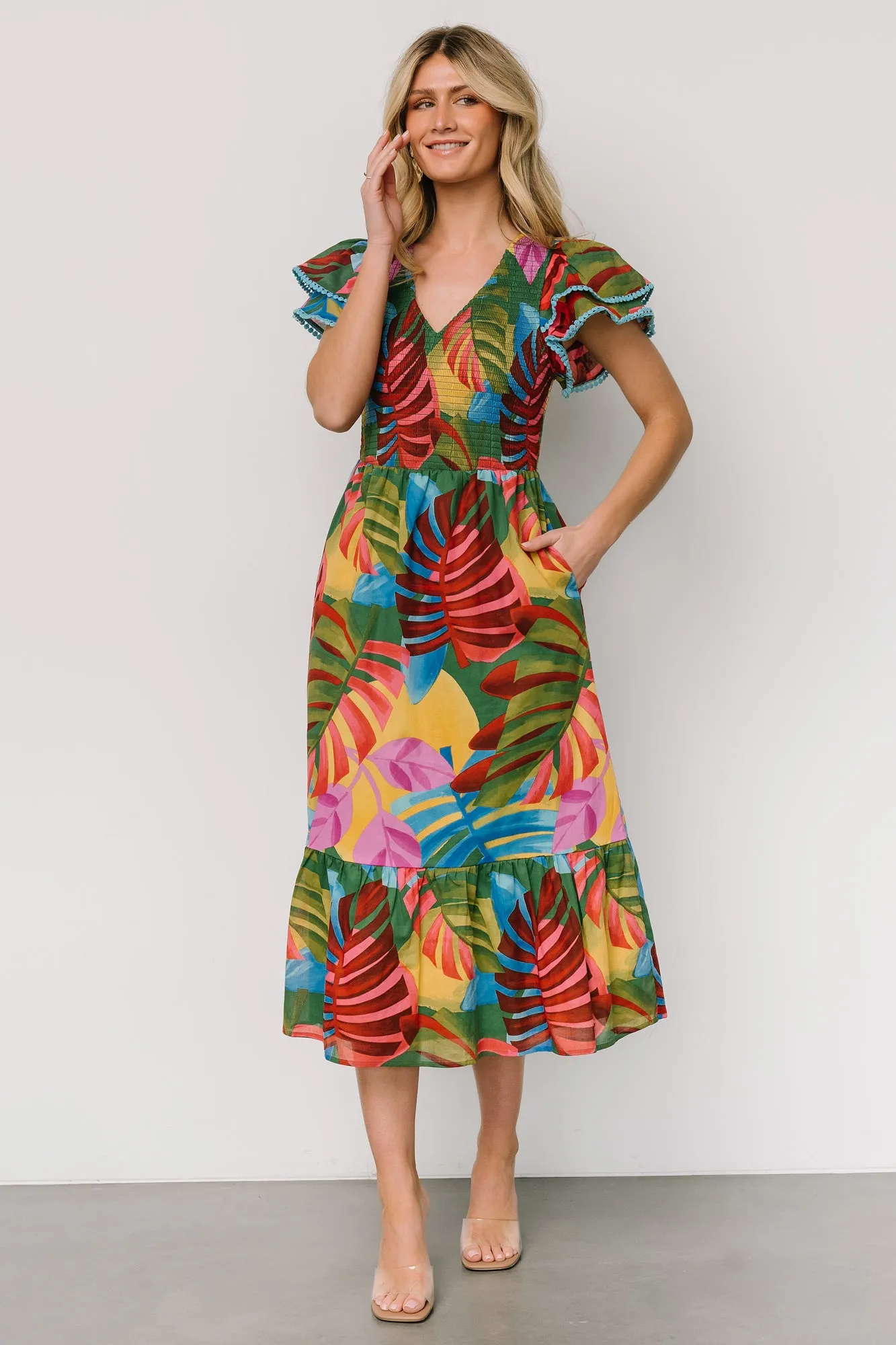 Marielle Smocked Midi Dress | Multi Print sold by Baltic Born product image thumbnail 5