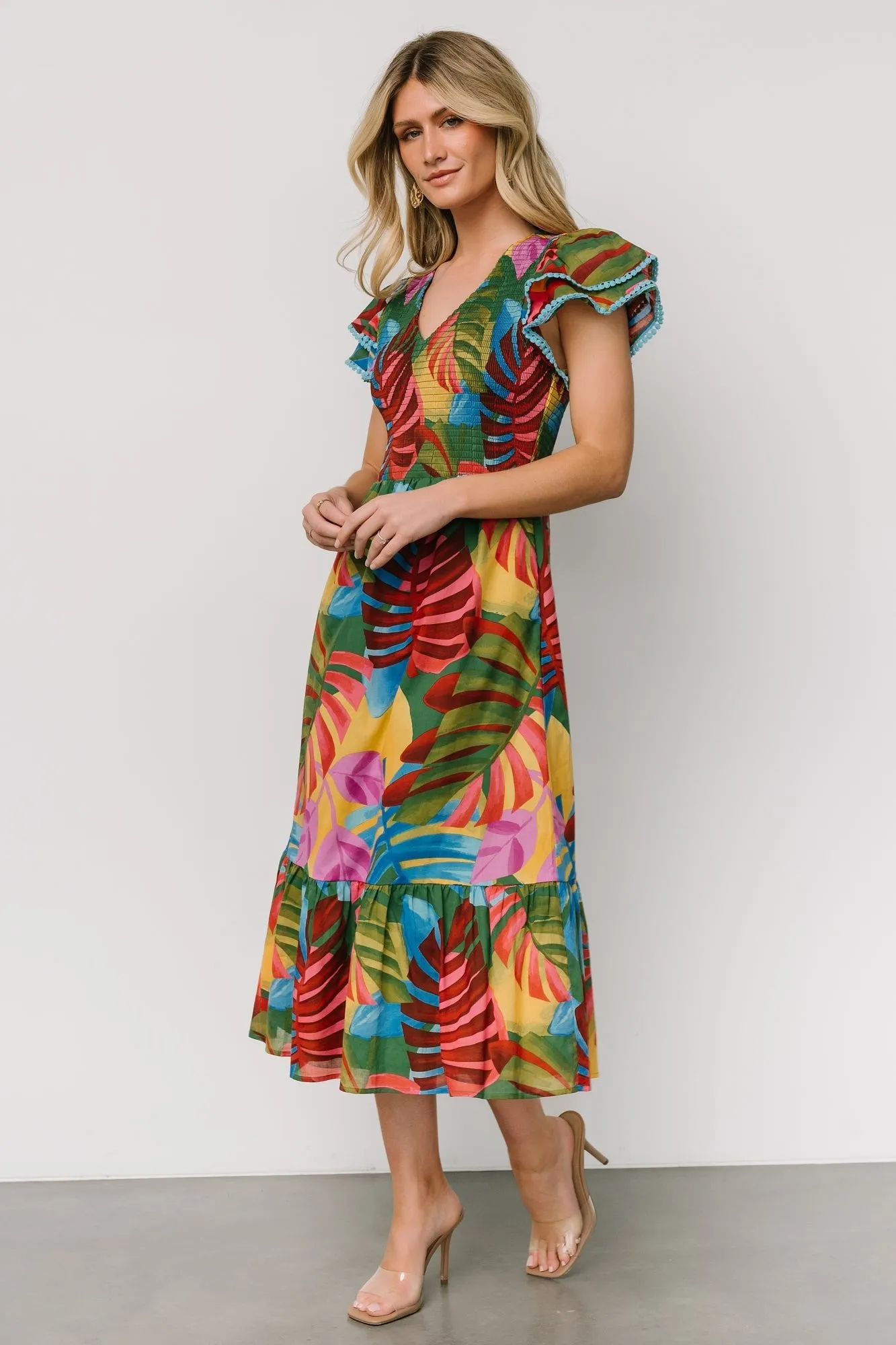 Marielle Smocked Midi Dress | Multi Print sold by Baltic Born product image thumbnail 3