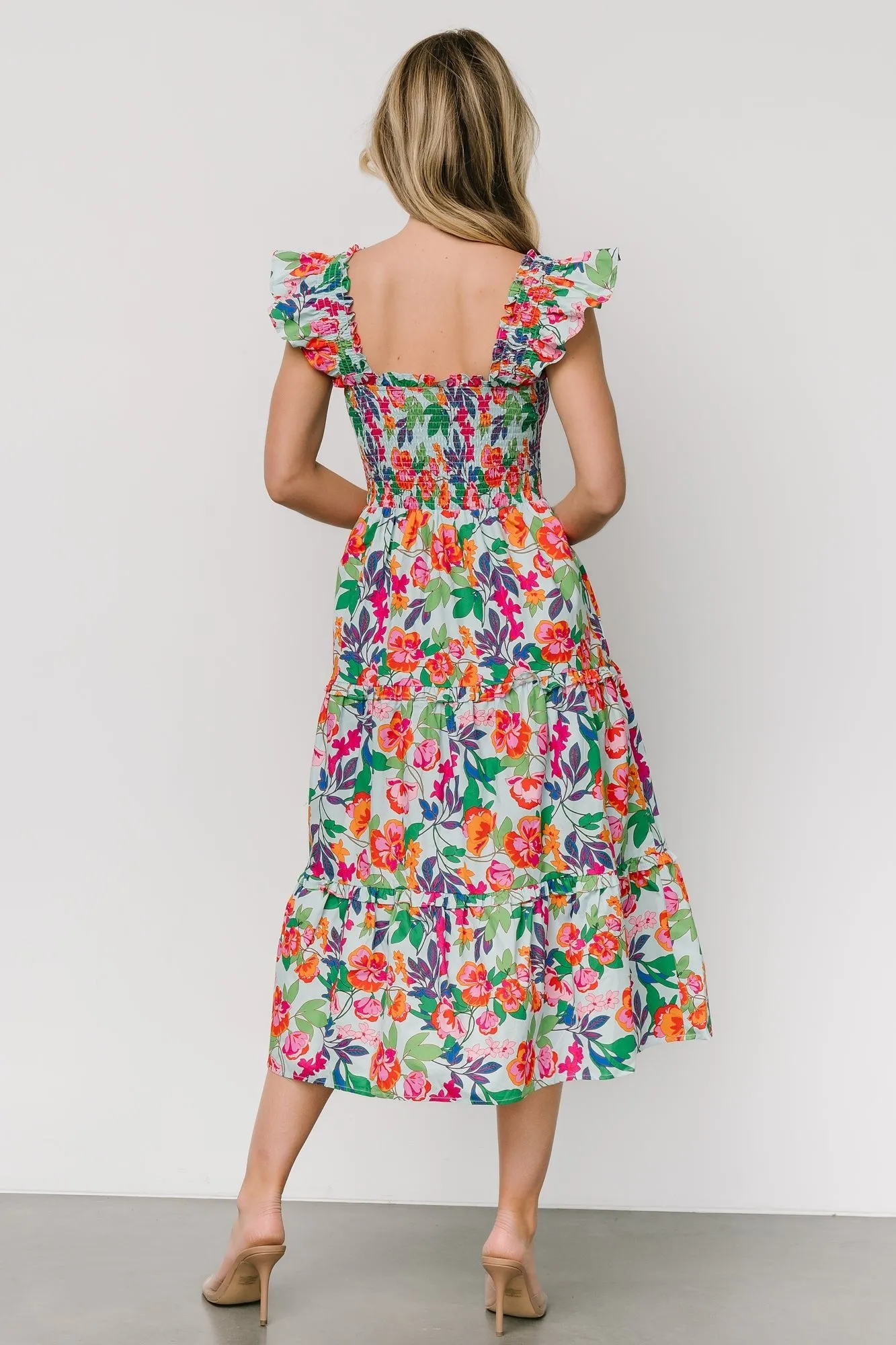 Harper Smocked Midi Dress | Blue Multi Floral sold by Baltic Born product image thumbnail 4