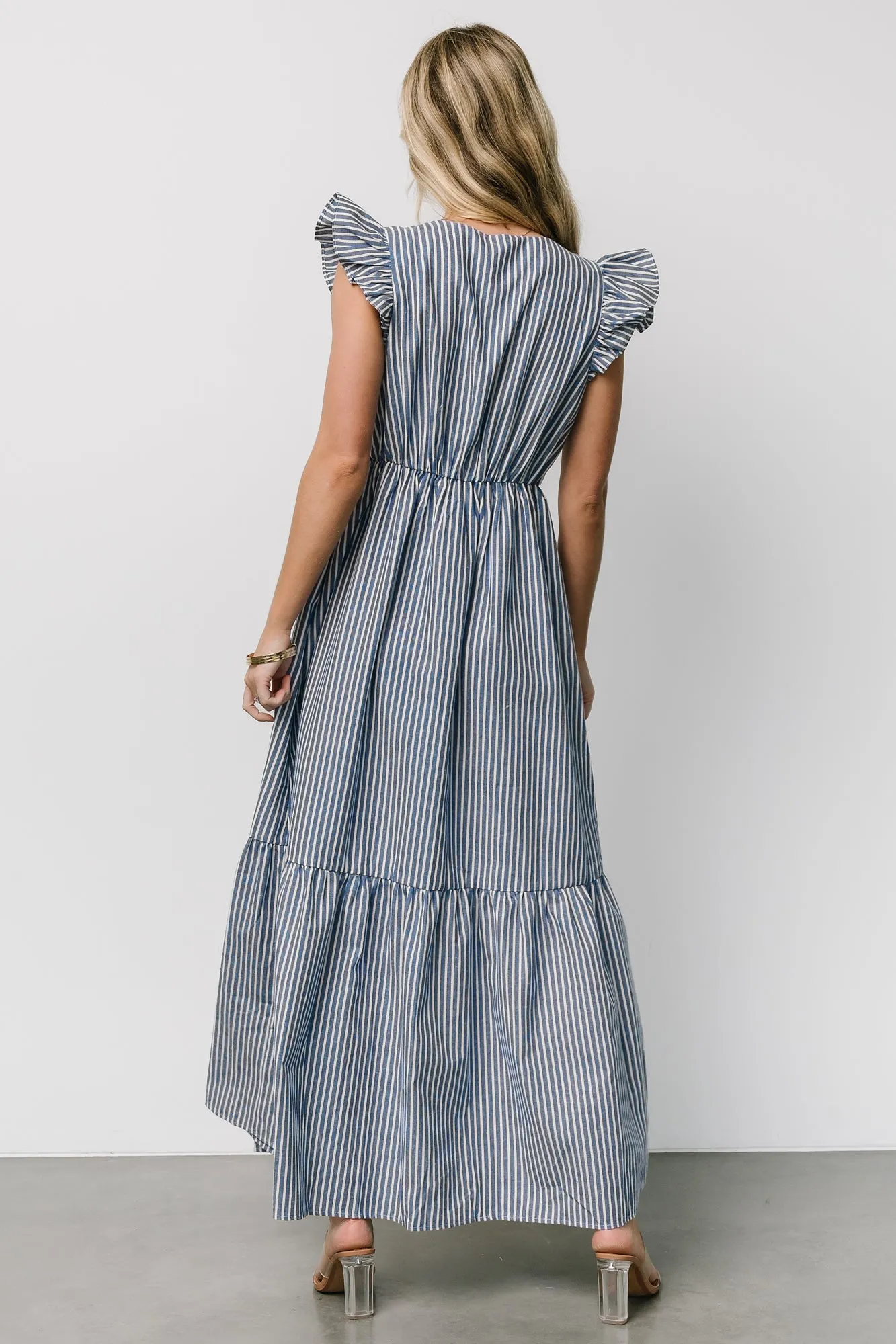 Hettie Button Maxi Dress | Blue Stripe sold by Baltic Born product image thumbnail 4