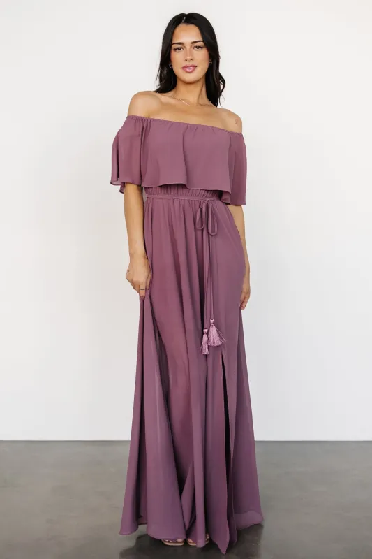 Victoria Off Shoulder Maxi Dress | Vintage Plum sold by Baltic Born