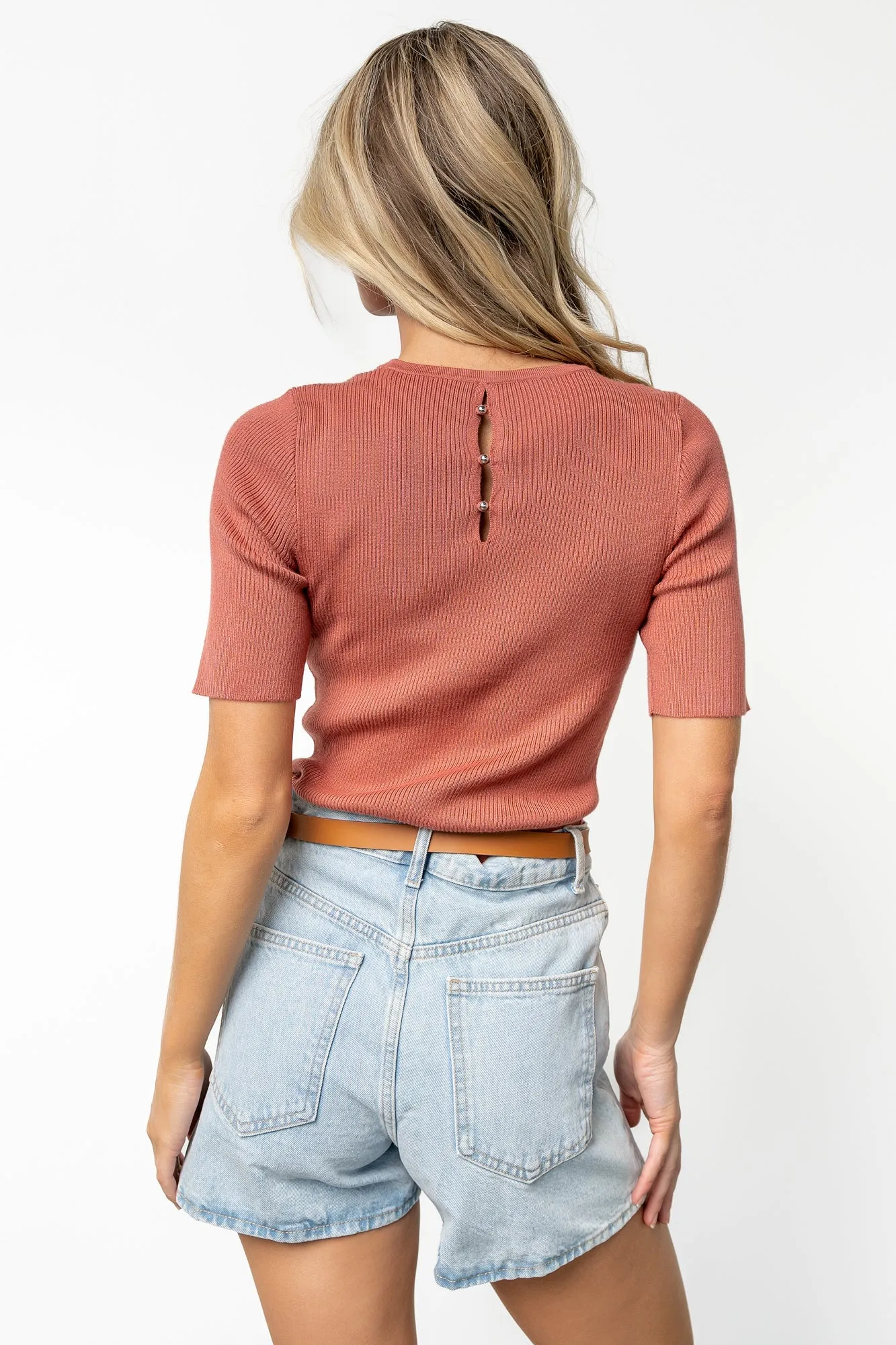 Chiara Ribbed Top | Brick sold by Baltic Born product image thumbnail 4