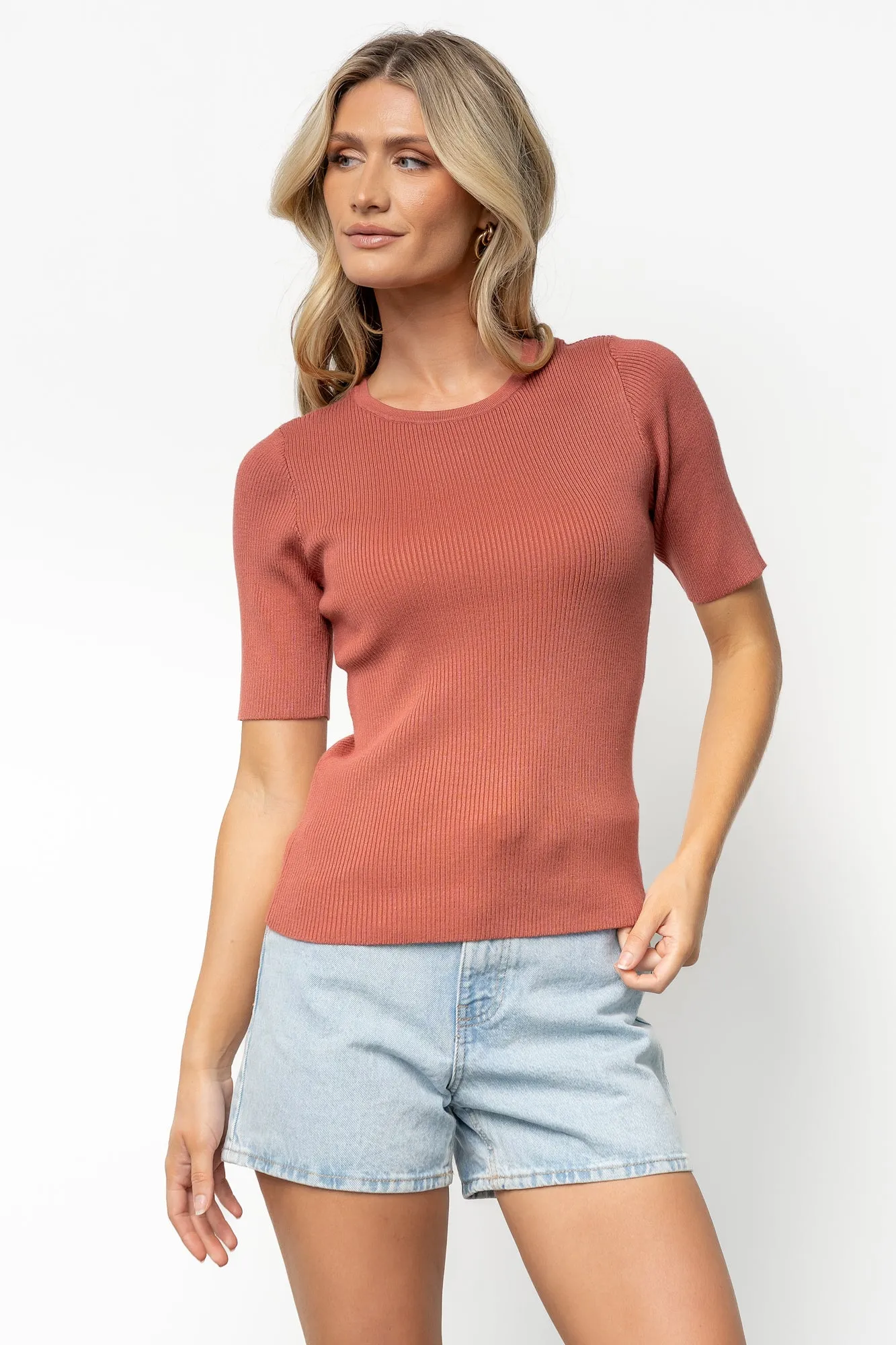 Chiara Ribbed Top | Brick sold by Baltic Born