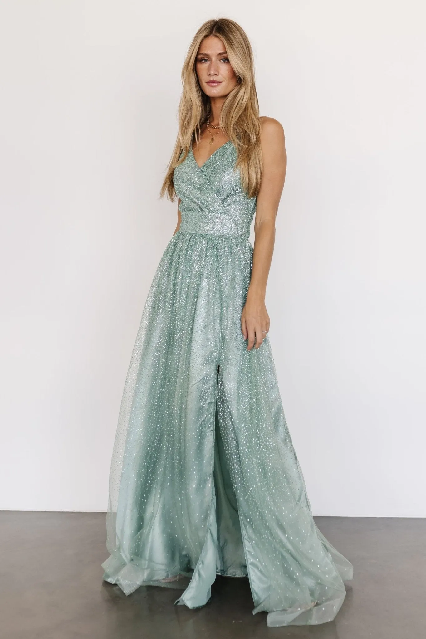 Ellie Shimmer Gown | Eucalyptus sold by Baltic Born