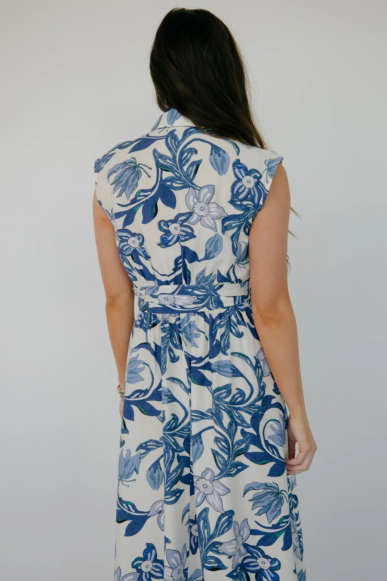 Almeria Maxi Dress | Ivory + Blue Floral sold by Baltic Born product image thumbnail 4