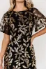 Deanna Sequin Midi Dress | Black + Gold sold by Baltic Born