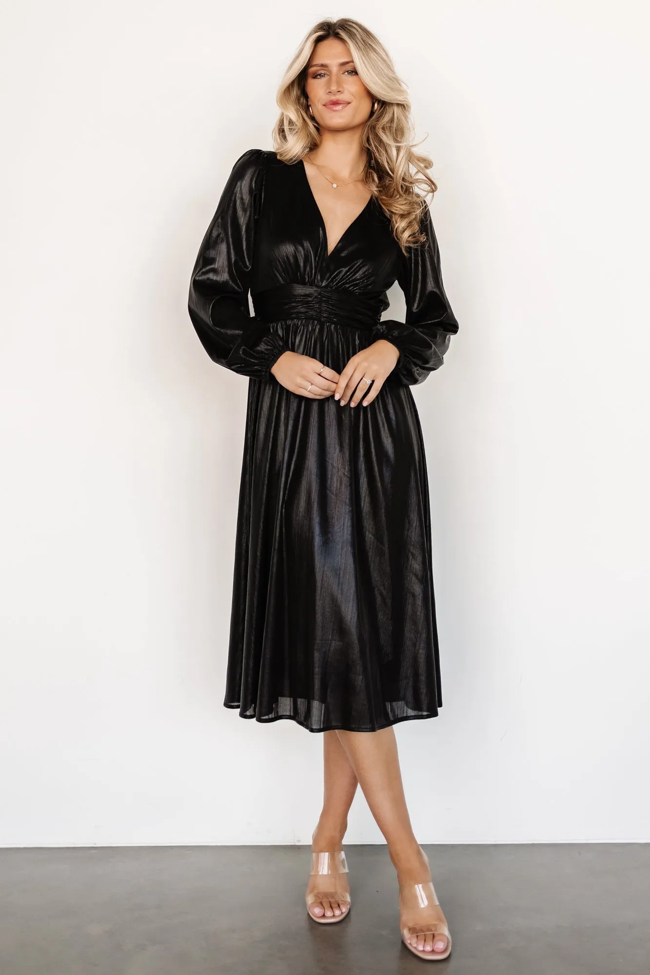 Aisha Shimmer Dress | Black sold by Baltic Born