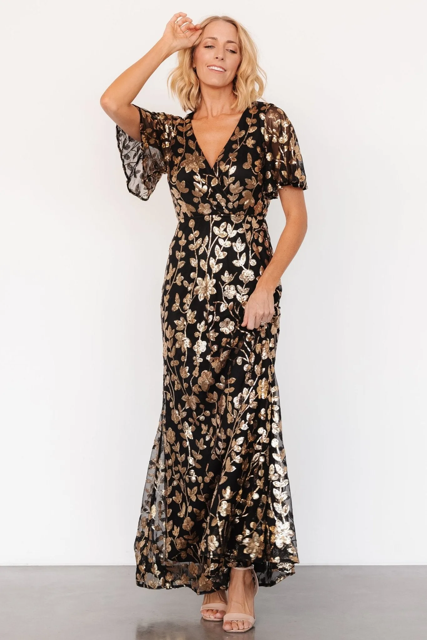 Esme Sequin Dress | Black + Gold sold by Baltic Born