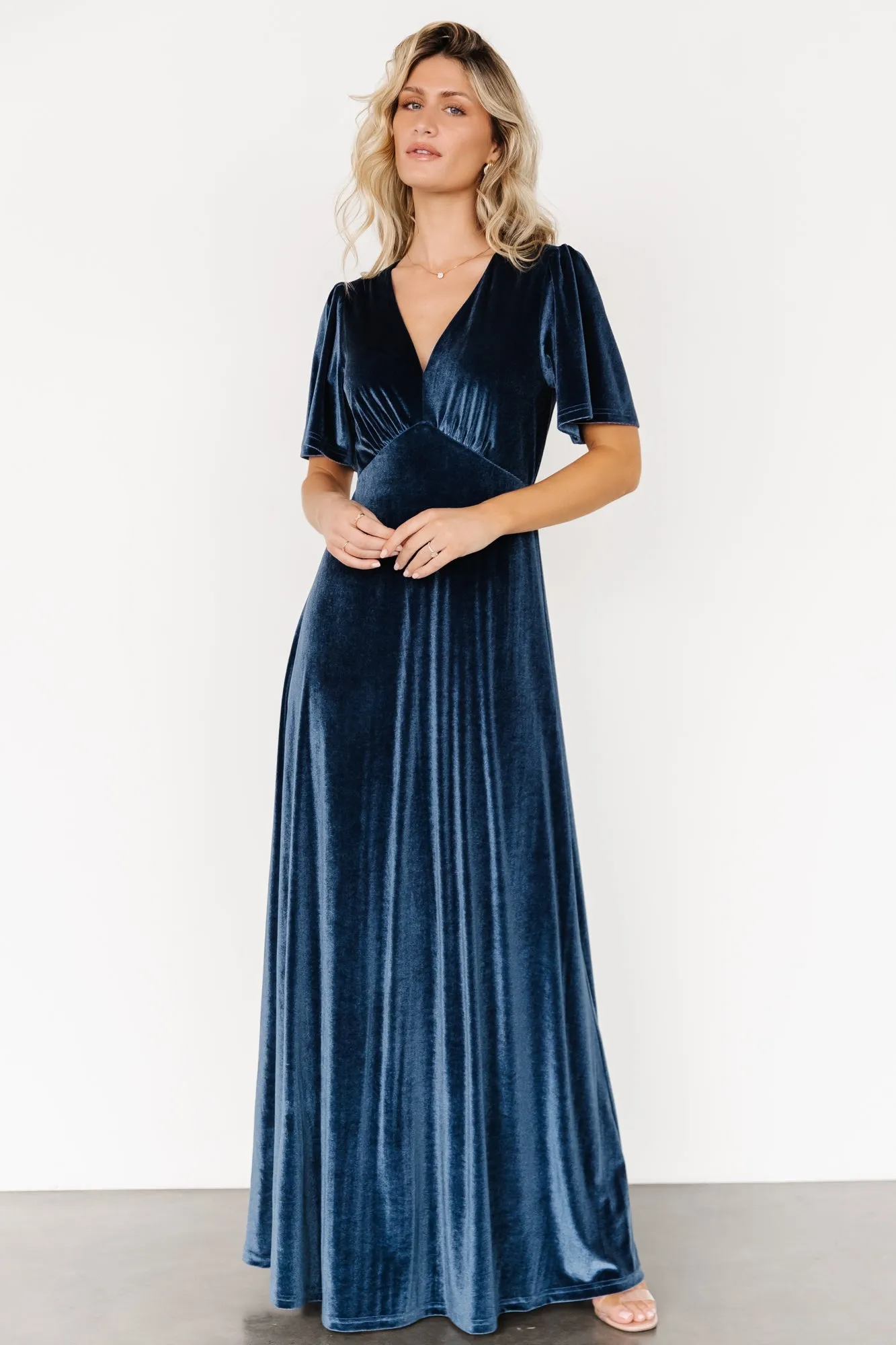 Vivian Velvet Maxi Dress | Blue sold by Baltic Born