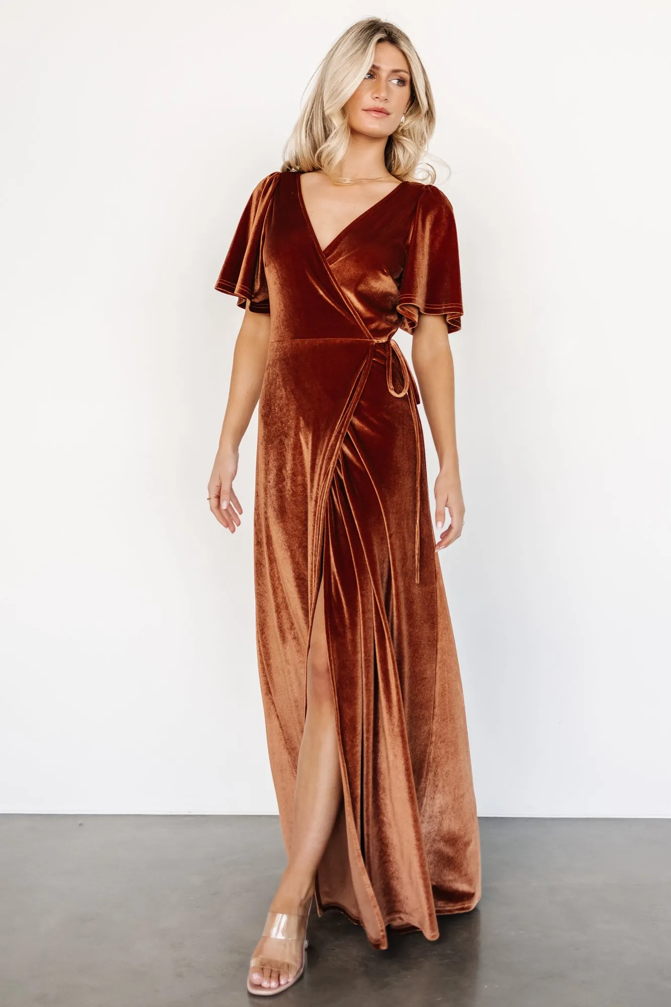Meghan Velvet Wrap Maxi Dress | Spice sold by Baltic Born product image thumbnail 4